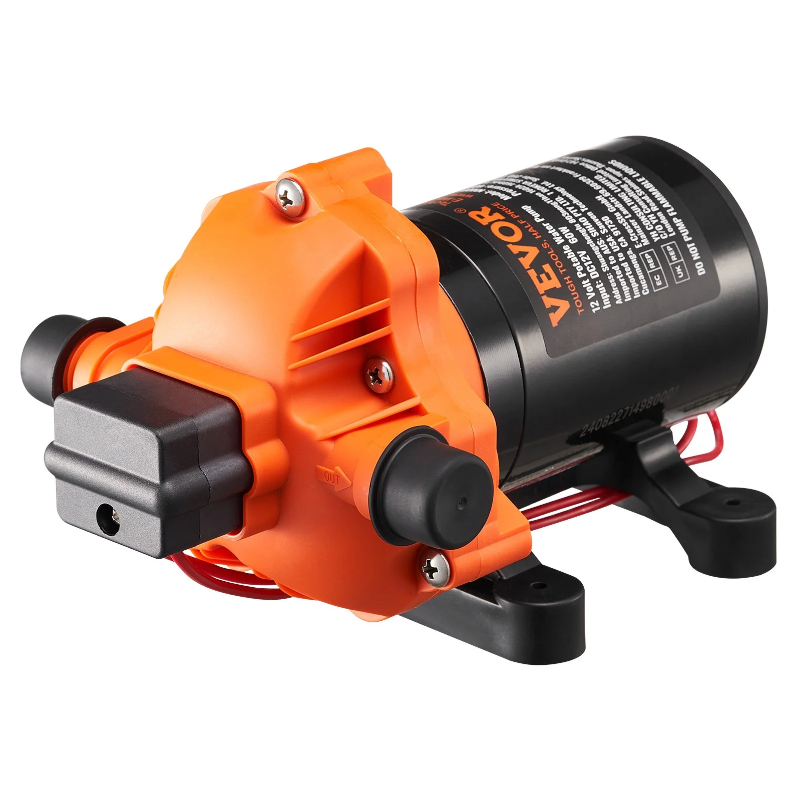 12V Diaphragm Pump, 1.8 GPM (6.81 L/min), 3-Chamber 12 Volt DC Water Pump with Automatic Pressure Switch 40-100 PSI Adjustable, 60 PSI, 1/2'' MNPT Port, for RV Yacht Food Truck Camper Marine