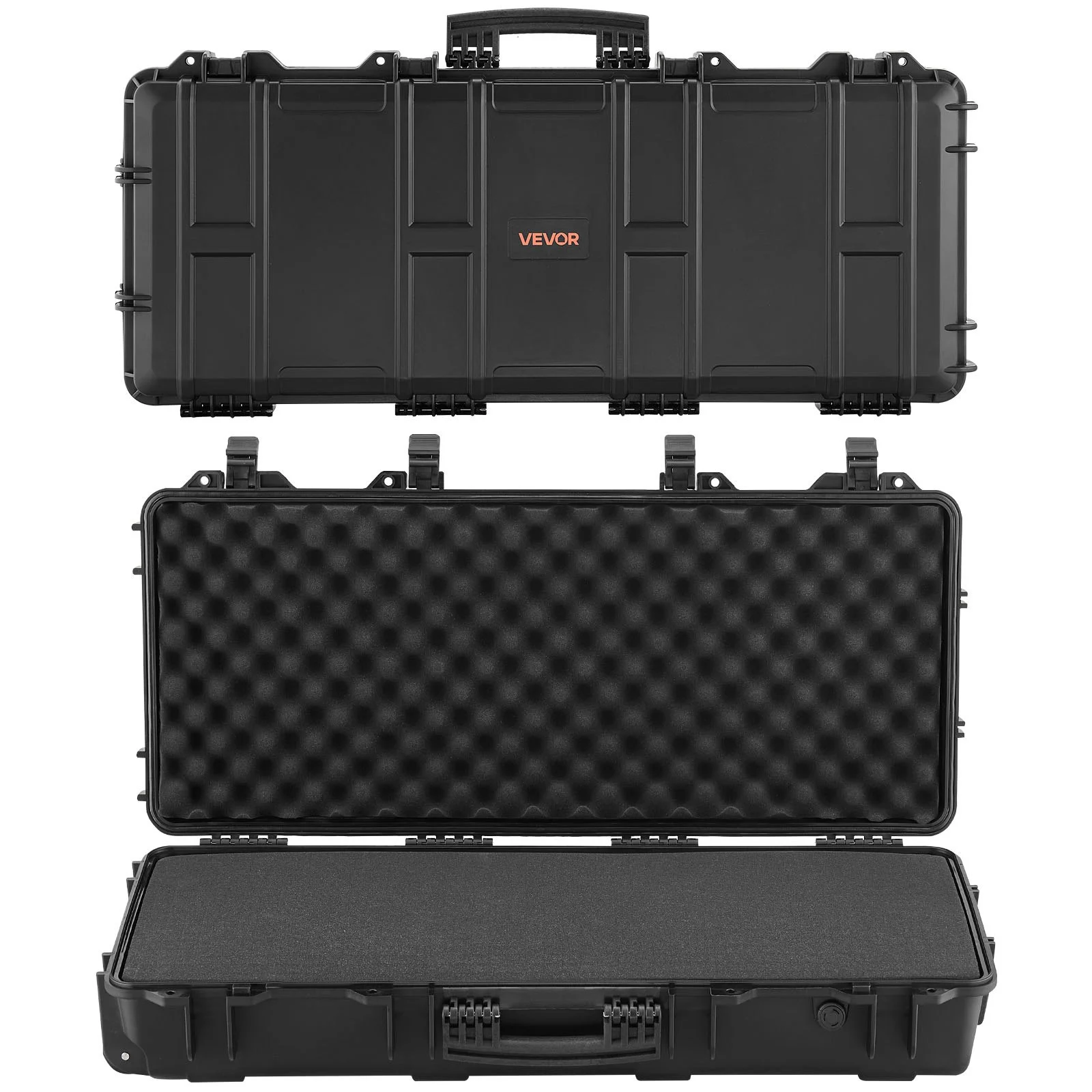 Hard Rifle Case, Lockable Rifle Case with 4 Layers Pre-cut Foams, 36 in Gun Storage with Wheels, IP67 Waterproof & Dustproof Pistol Storage Cases for Rifles, Shotguns, Airsoft Guns, Black