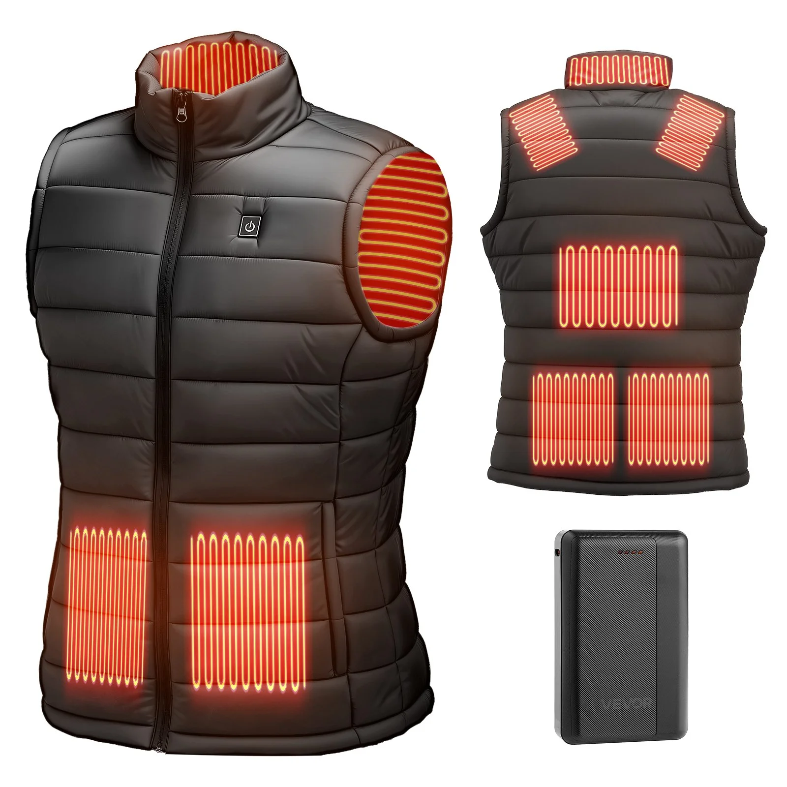 Heated Vest, Men Electric Heating Vest with 16000 mAh Battery Pack, 8 Heating Zones Lightweight Rechargeable Winter-Vest with 3 Levels, for Outdoor Hiking Camping Fishing Skiing, Size XL