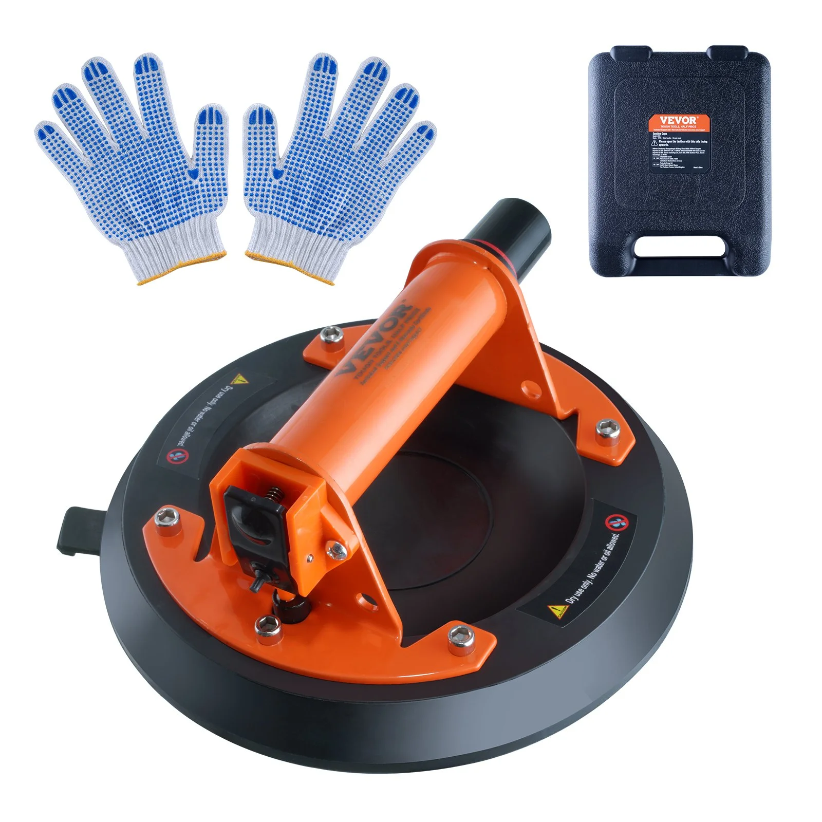 Glass Suction Cup, 8" 615 lbs Load Capacity, Vacuum Suction Cup with ABS Handle and Carry Box, Heavy Duty Industrial Suction Cup Lifter Tool for Glass, Granite, Tile, Metal, Wood Panel Lifting