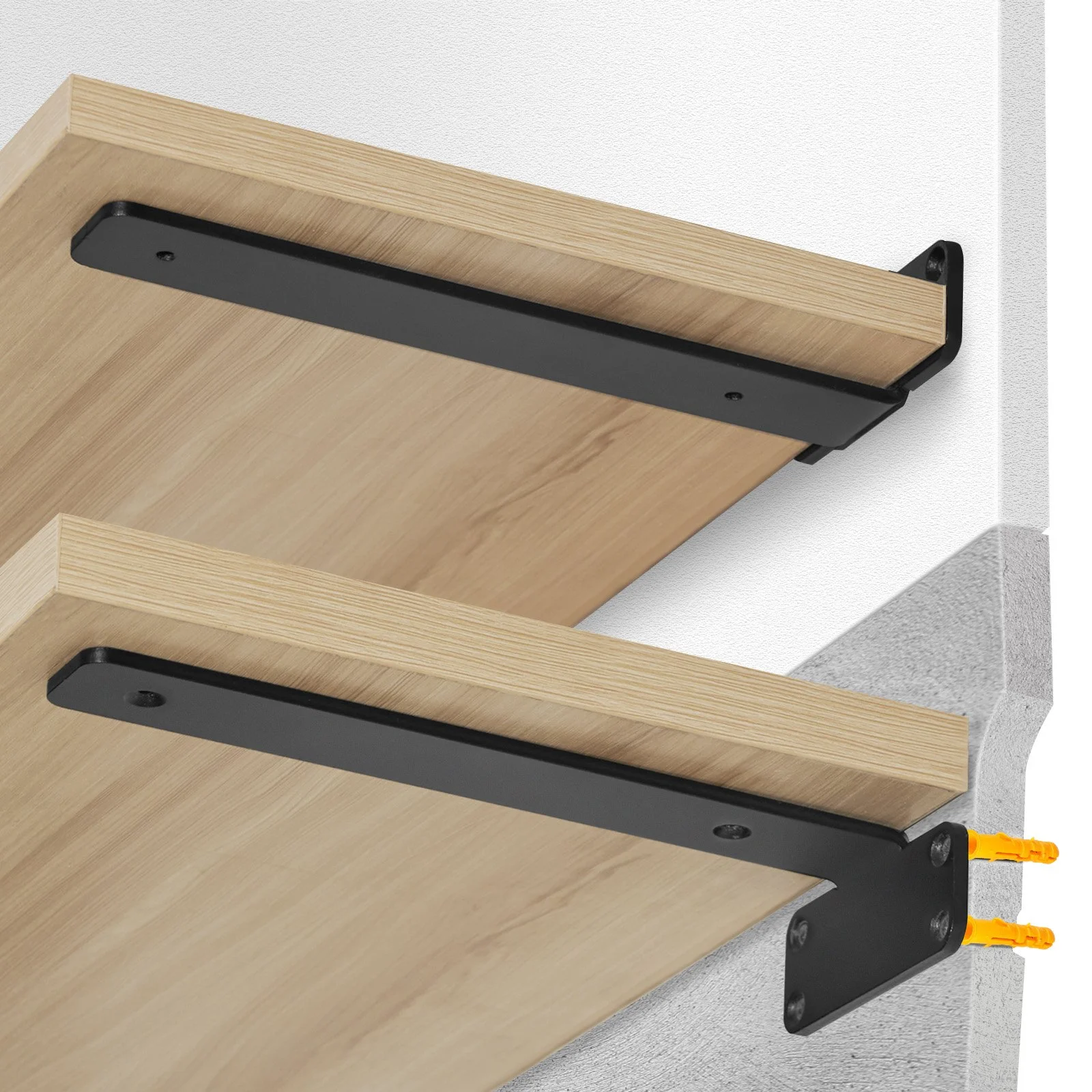 Shelf Bracket, 6"L x 4"W x 1.6"H 6 Pcs, Heavy Duty Floating Shelf Brackets, Brackets for Shelves, 5mm Thick Matte Black L Shelf Bracket,Steel Shelving Brackets with 160 lbs Load Capacity