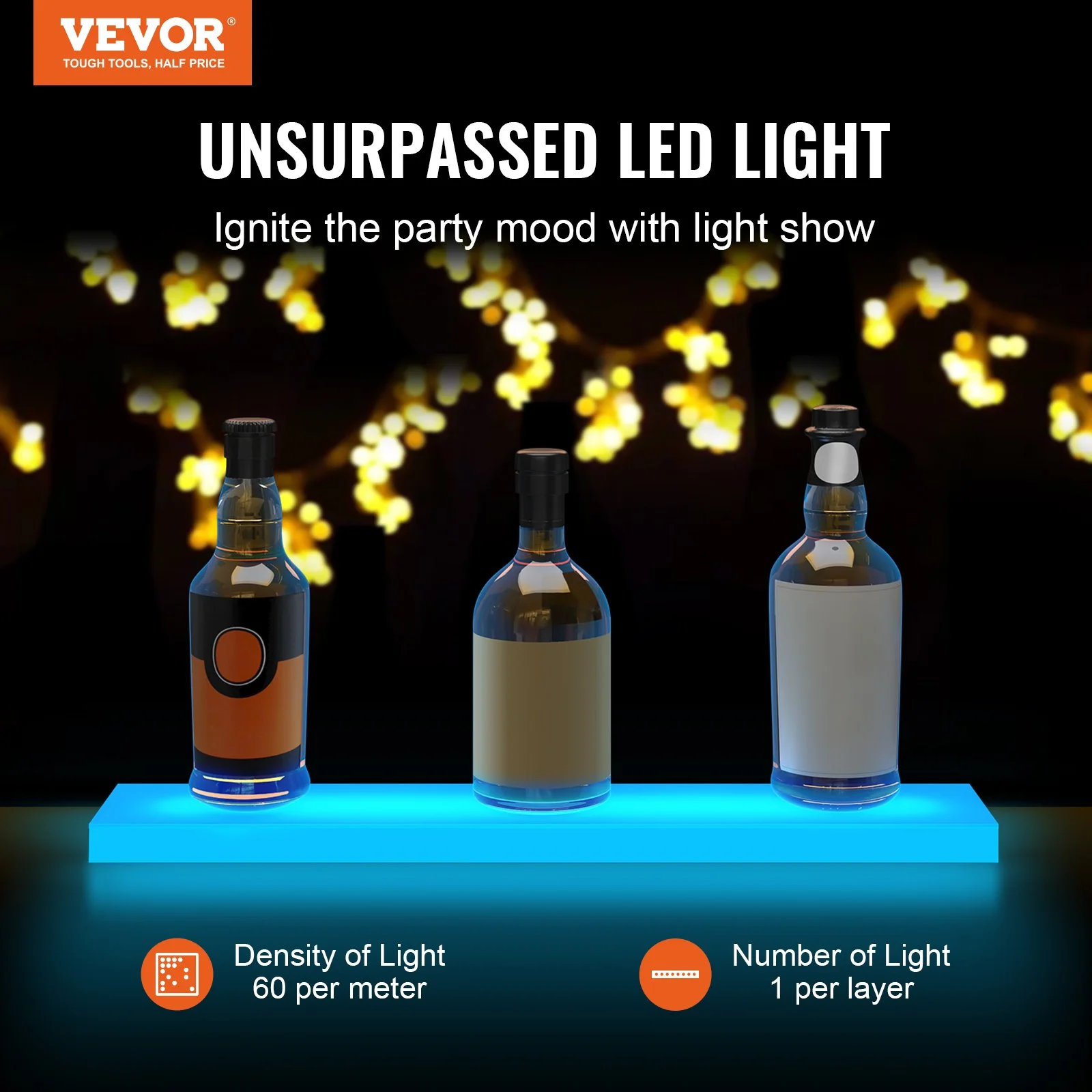 LED Lighted Liquor Bottle Display Bar Shelf RF & App Control 24" 1-Step White - Image 10