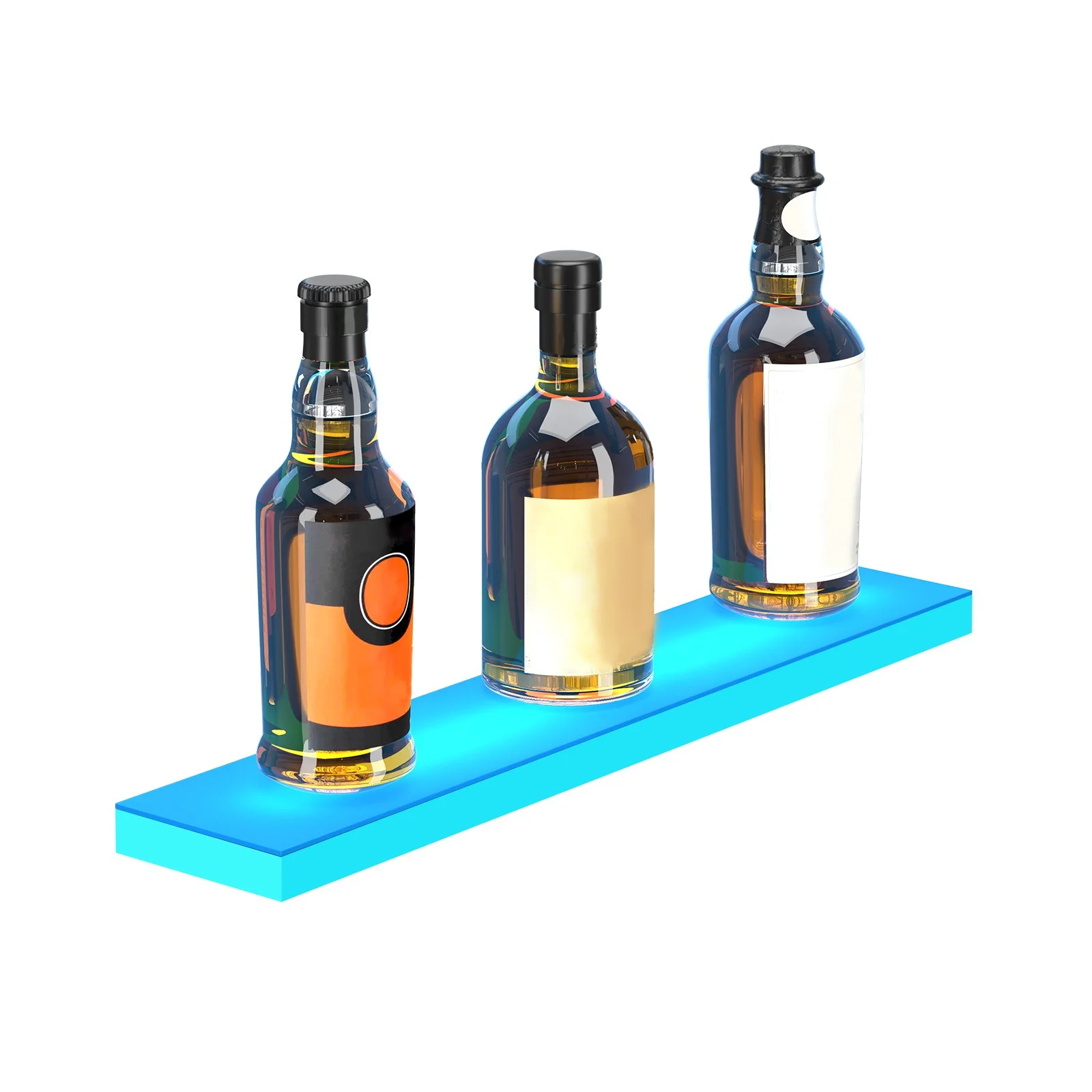 LED Lighted Liquor Bottle Display Bar Shelf RF & App Control 24" 1-Step White - Image 9