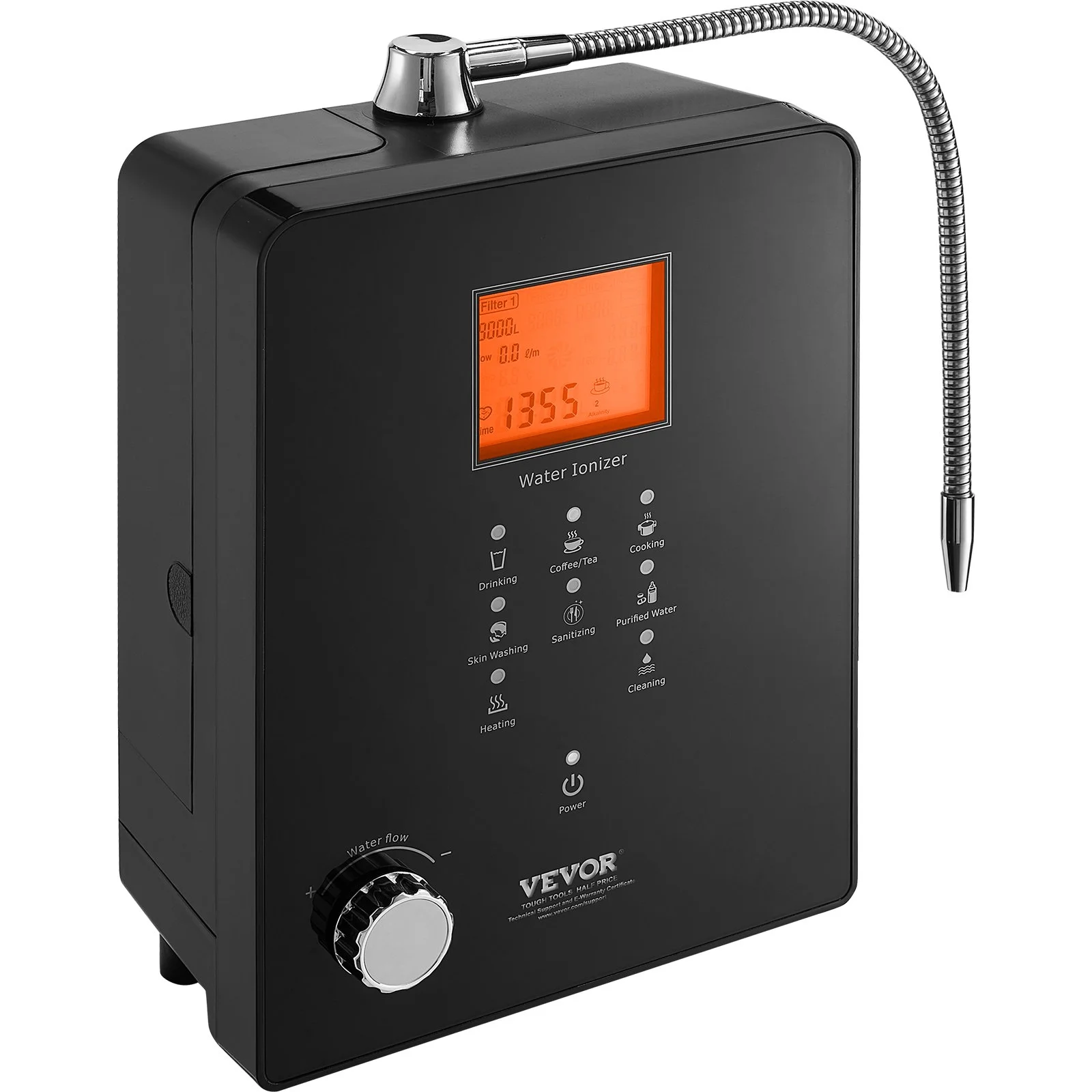Alkaline Water Ionizer Machine, pH 3-11.2 Alkaline Acidic Hydrogen Water Purifier, 6 Water Settings Home Filtration System, Up to -800mV ORP, 9000L Per Filter, UV Function, Water Heating - Image 9