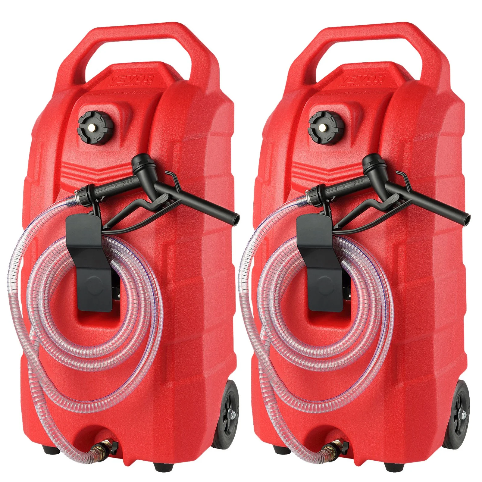 16 Gallon Fuel Caddy, 7.8 L/min, Portable Gas Storage Tank Container with Rubber Wheels, Gravity-flow Mode, Fuel Transfer Storage Tank for Gasoline Diesel Machine Oil Car Mowers Boat Motorcycle