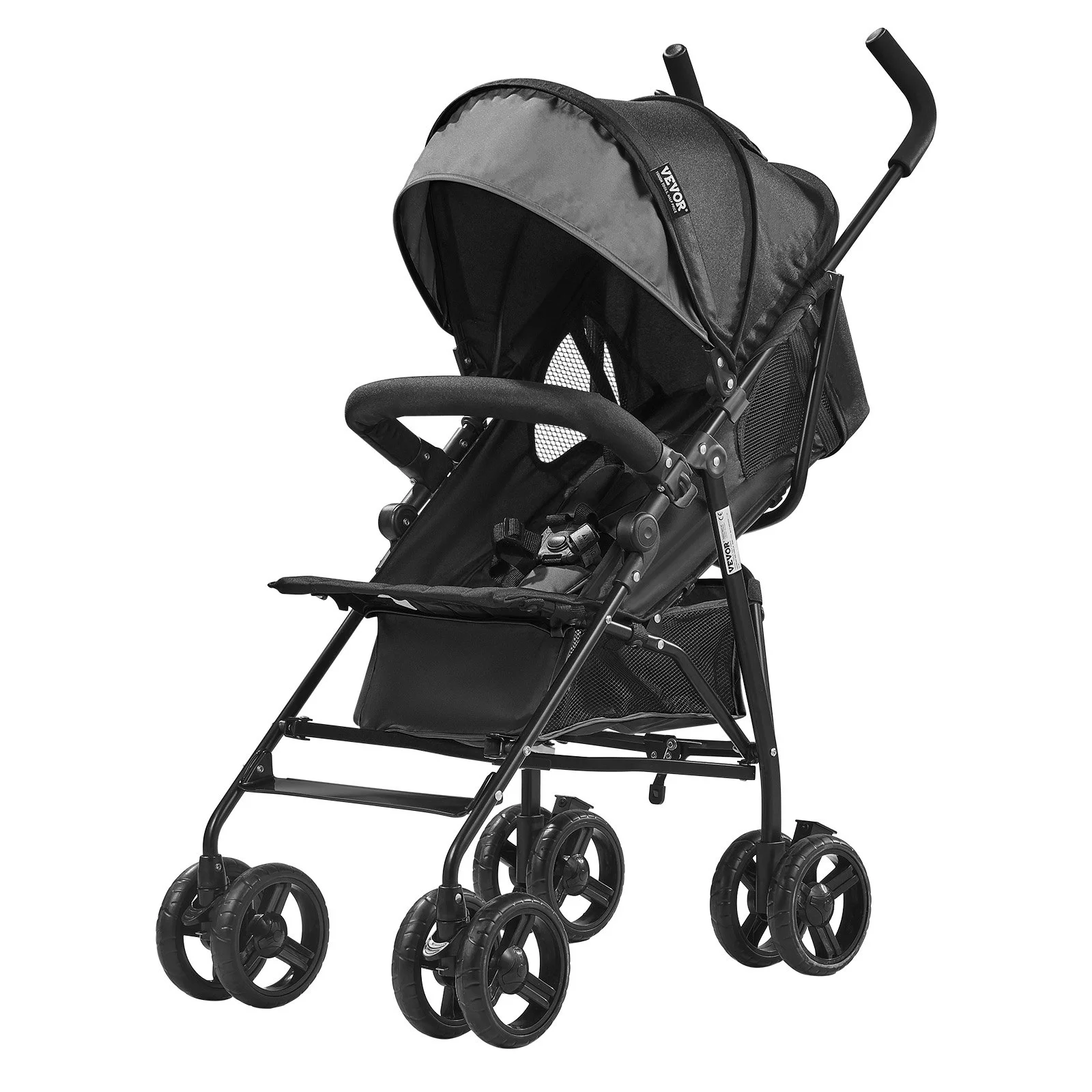 Lightweight Stroller, Compact Easy Fold MultiPosition Recline Canopy Backrest, Carbon Steel Frame, Large Storage Basket,Cup Holder, Umbrella Toddler Baby Stroller for Travel, Dark Gray/Black