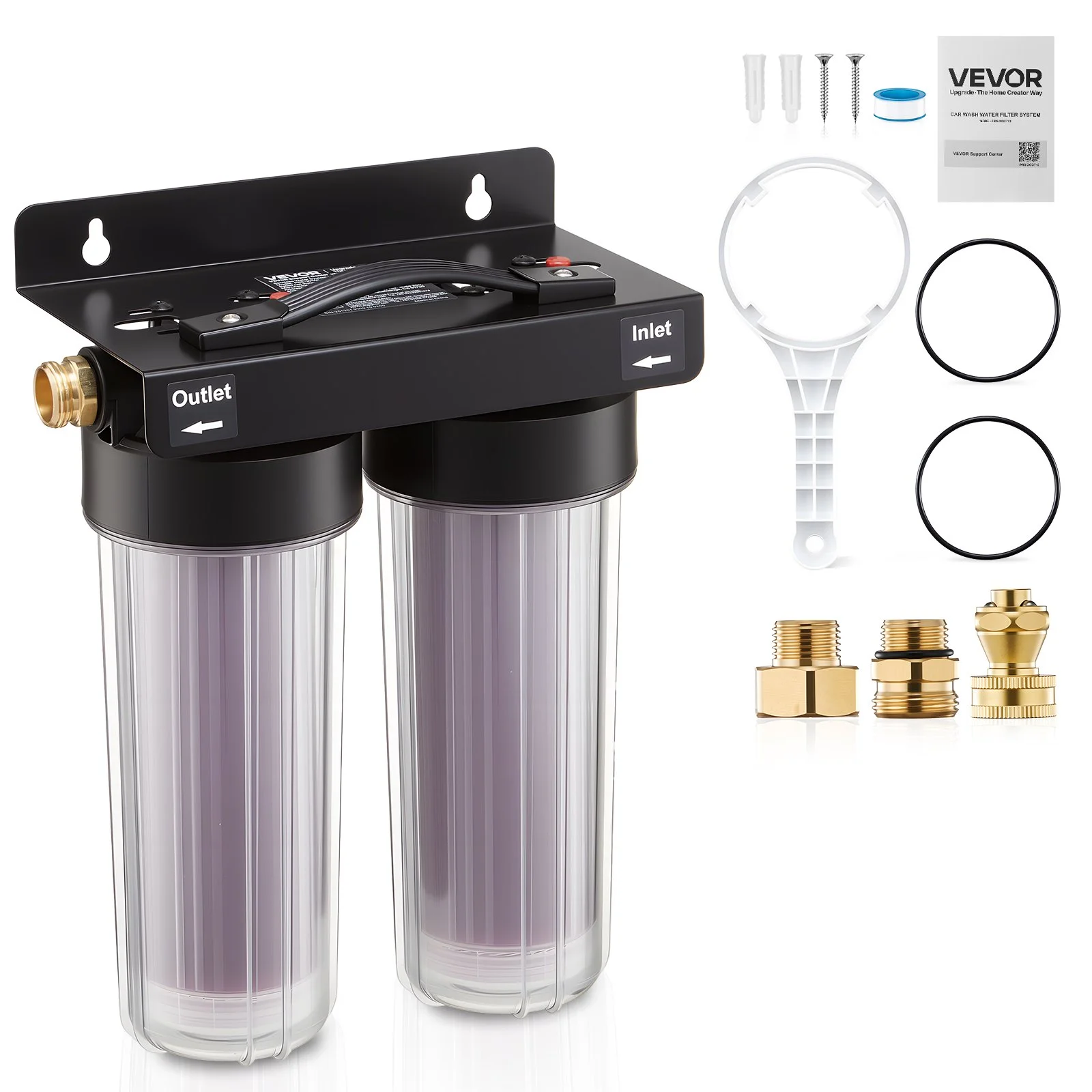 Deionized Water System for Car Wash, Spotless Car Wash Water System with 2 x 0.5L Color Changing Resin, Spot-Free Deionized Water Filter for Cars RVs Motorcycles Windows