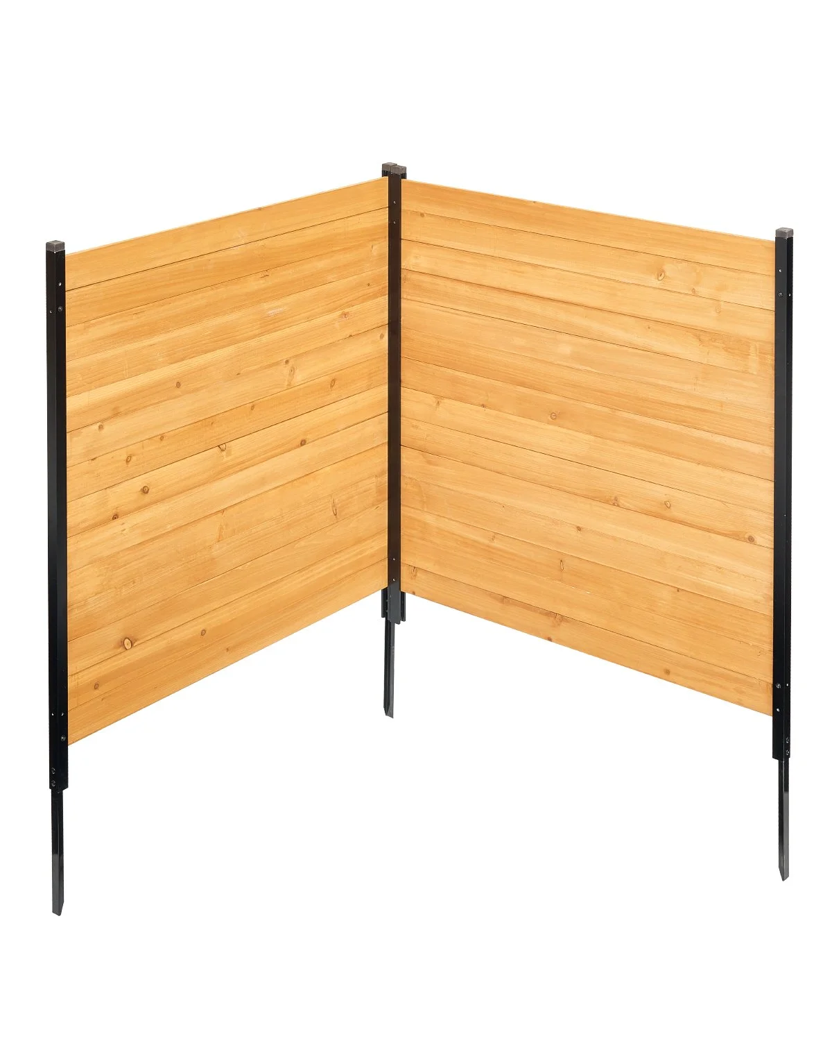 Wood Privacy Fence, 38" W x 42" L, 2 Panel Solid Air Conditioner Fence Screen, Pool Equipment Enclosure with Metal Stakes, Easy DIY Installation, Outdoor Trash Can Hider for Garden Decoration