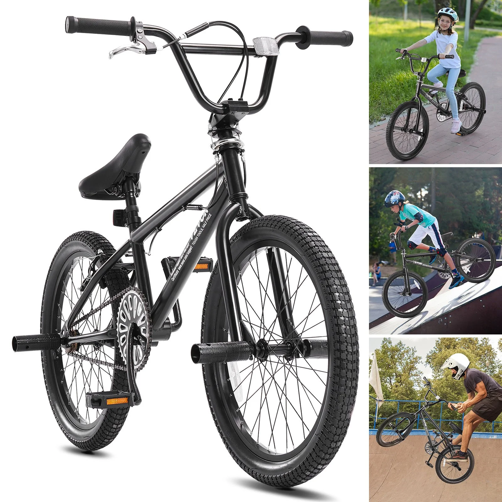 BMX Bike, 20-Inch Wheel Freestyle Bike, BMX Race Bike with 360° Rotor and 4 Pegs, Beginner-Level BMX to Advanced Riders, BMX Bicycles for Teen Adult Men Women, Durable Hi-Ten Steel Frame