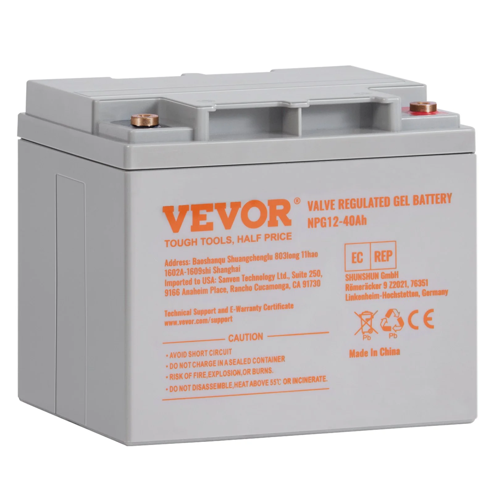 Rechargeable AGM Marine Battery, 12V 40AH, with 400A Discharge Current, Ideal for Mobility Scooters, Electric Wheelchairs, Go-Karts, and e-Bikes