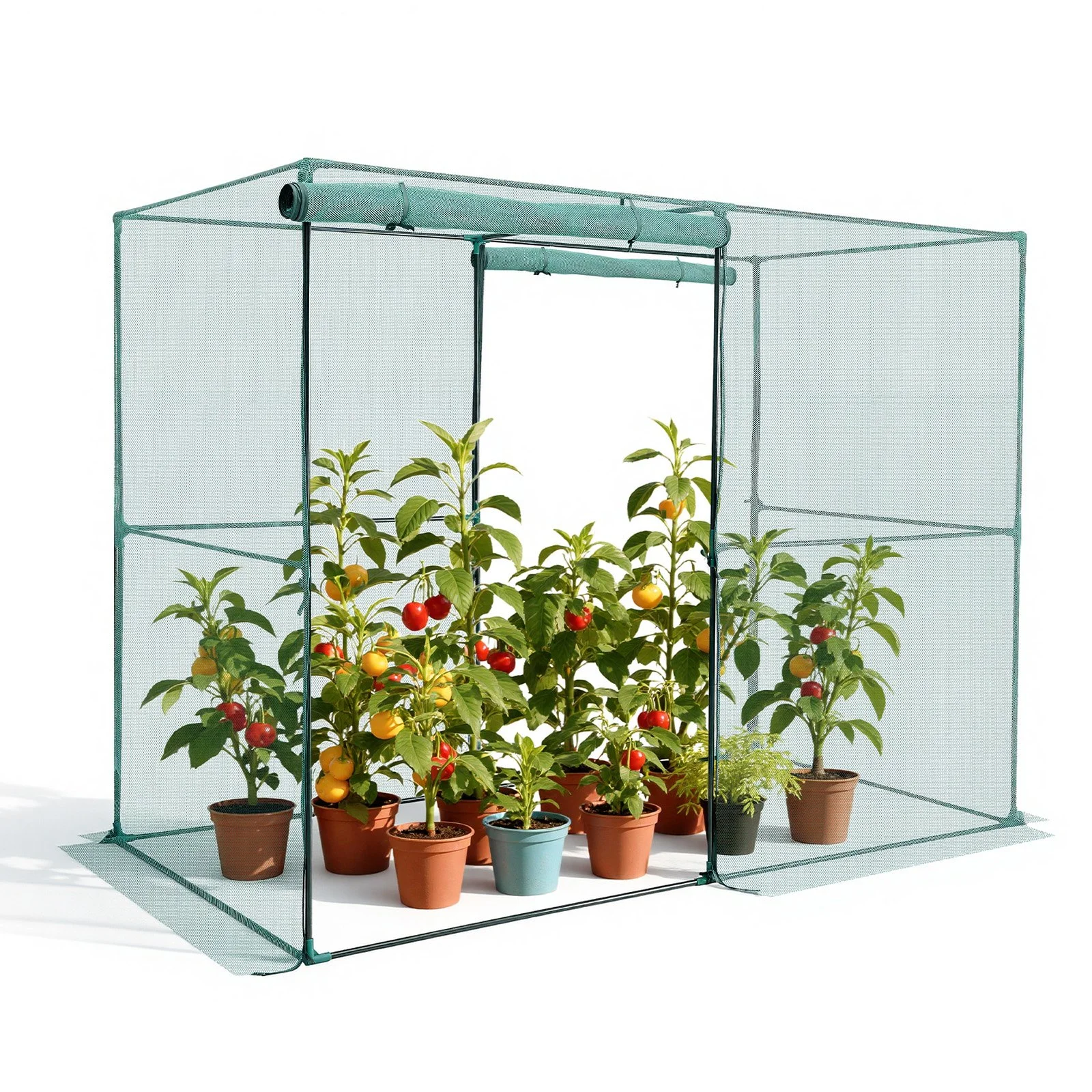 Crop Cage, 7.8 x 3.9 x 5.9 ft Plant Protection Tent with Zippered Door, Wind-Resistant Tall Crop Cage, Easy to Install, Outdoor Raised Bed Cover, Tomato Plant Netting for Garden Patio Lawn