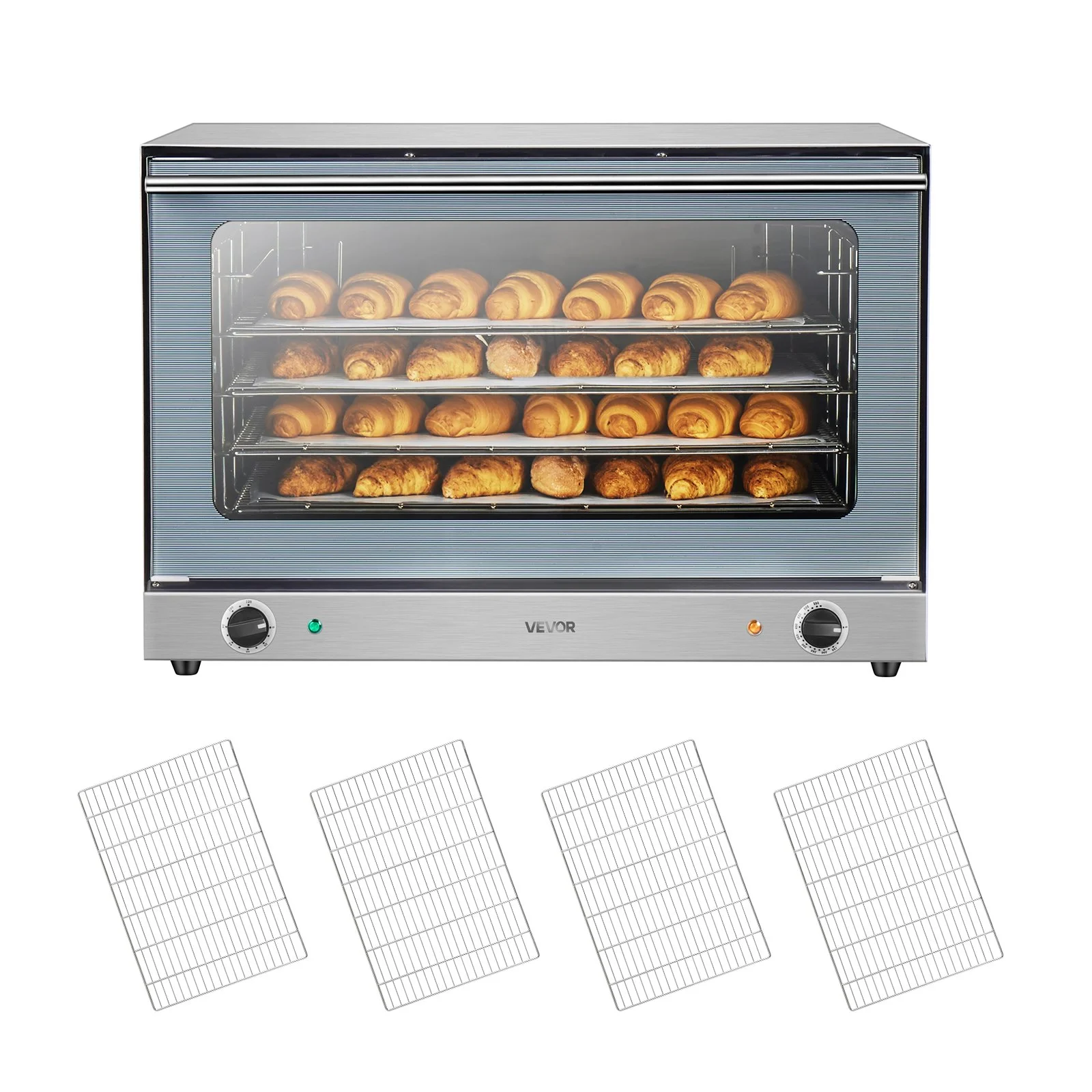 Commercial Convection Oven, 4.24 cu.ft Countertop Oven for Full-Size Pans, Electric Convection Ovens with 4 Racks, 360° Hot Air Circulation, for Bakery, Restaurant & Pizza Shop (208-240V 5000W)