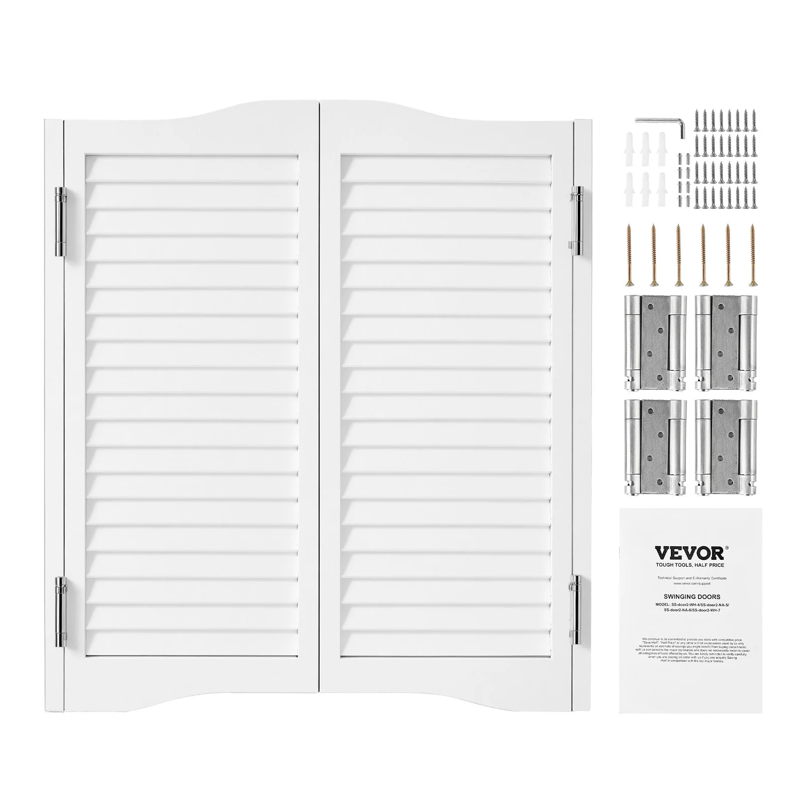 Double Saloon Doors, 32"W x 36" H Arched Top Interior Swinging Cafe Doors, Premium Pine Wood, with Hinges & Hardware Kit, Easy to Install, for Hallway Kitchen Bar Pub Entrance, White