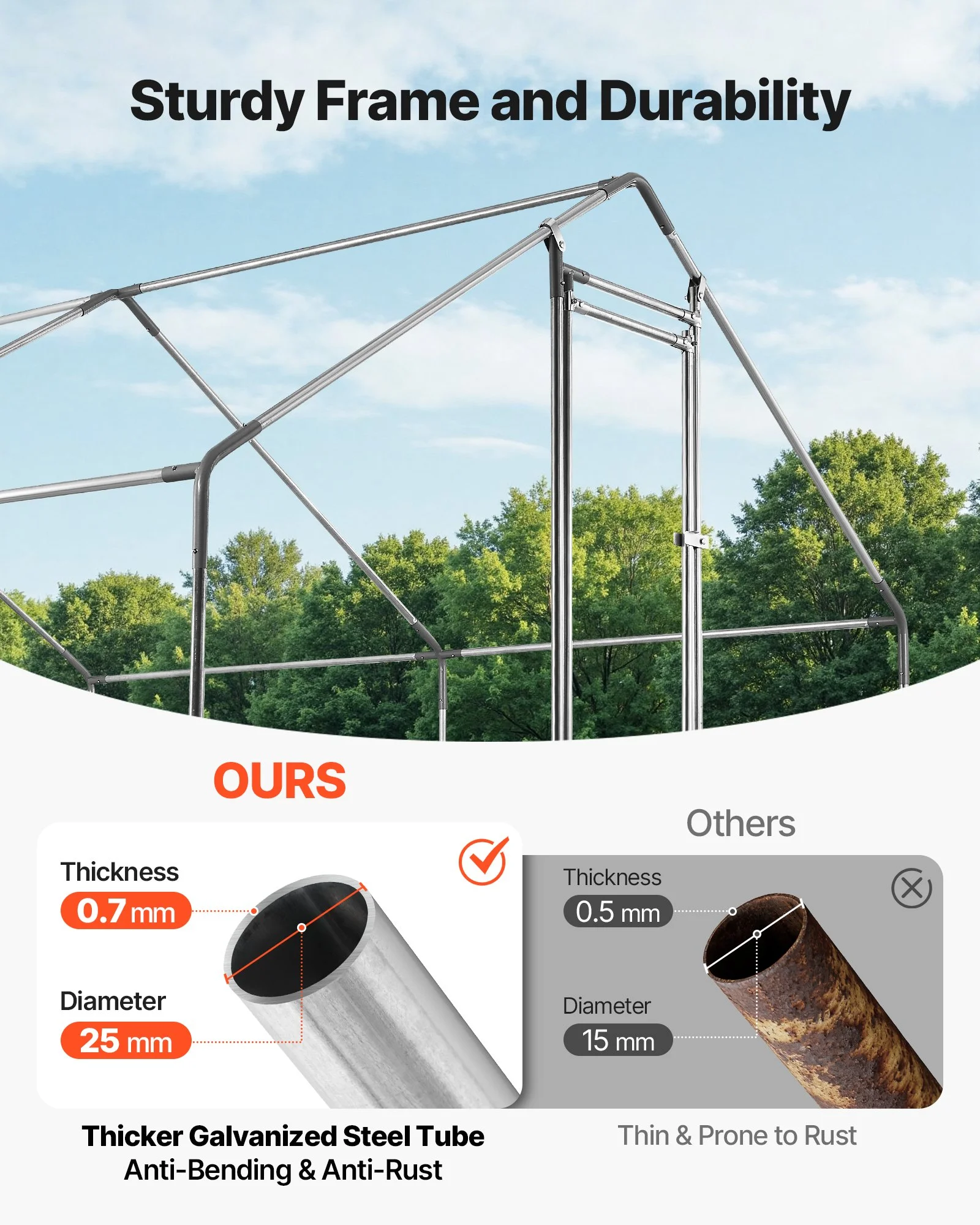 Large Metal Chicken Coop,9.8 x 9.8 x 6.6 ft, Walk-in Chicken Run House with Waterproof Cover & Sturdy Frame, Spire Roof Poultry Cage Duck Pen for Rabbit Hen Goose Outdoor Backyard Farm Use - Image 5
