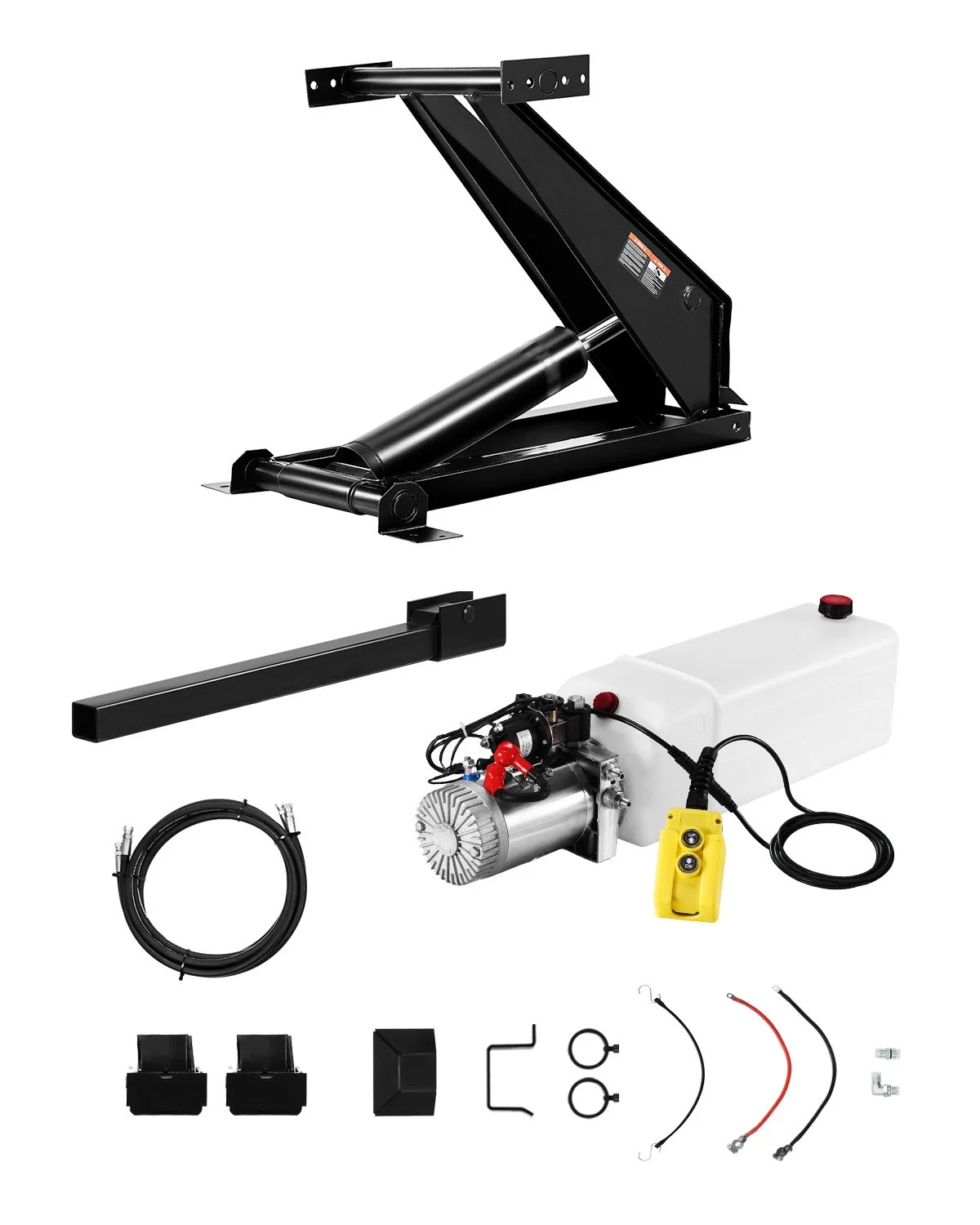 Hydraulic Dump Lift Kit, 17,600 lb/8 T Dump Trailer Hydraulic Scissor Hoist Kit Standard Kit, Hydraulic Dump Bed Kit with 12V Hydraulic Pump Unit Suitable for Scissor Lift Dump Trailers Trucks