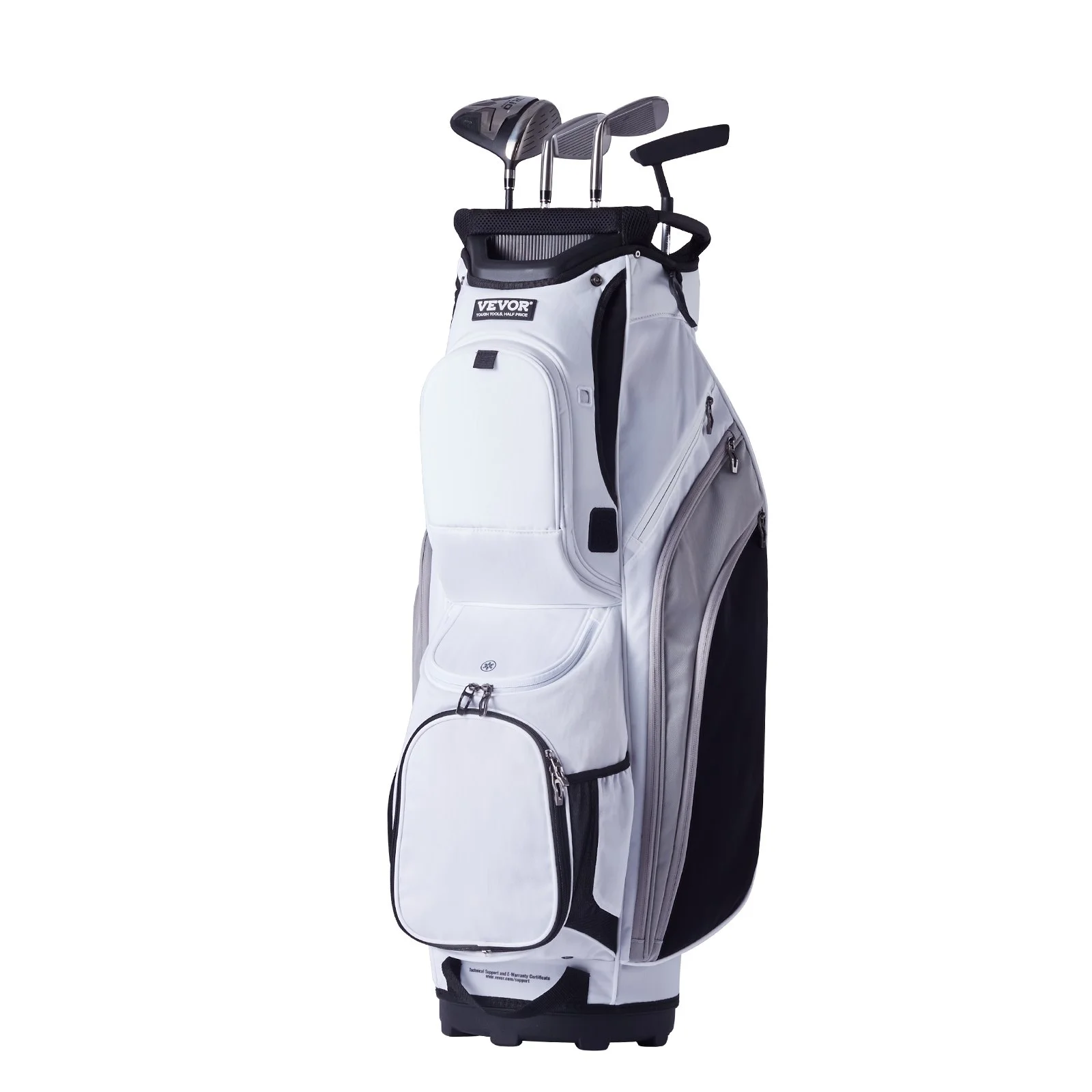 Golf Cart Bag with 14 Way Organizer Divider Top, 36" 13 Pockets Premium Nylon Cart Bag, Durable Golf Bags with Handles & Dust Cover & Detachable Straps for Men & Women, White Color-Block