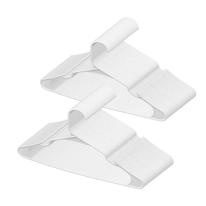 Hangers, 0.2 in Ultra-Thin, 50 Pack White Plastic Hangers with Stable Triangular Top Structure & Wider Notch Design , Non-Slip Space Saving Hangers, Fit for T-Shirt, Shirt, Sling & Pant
