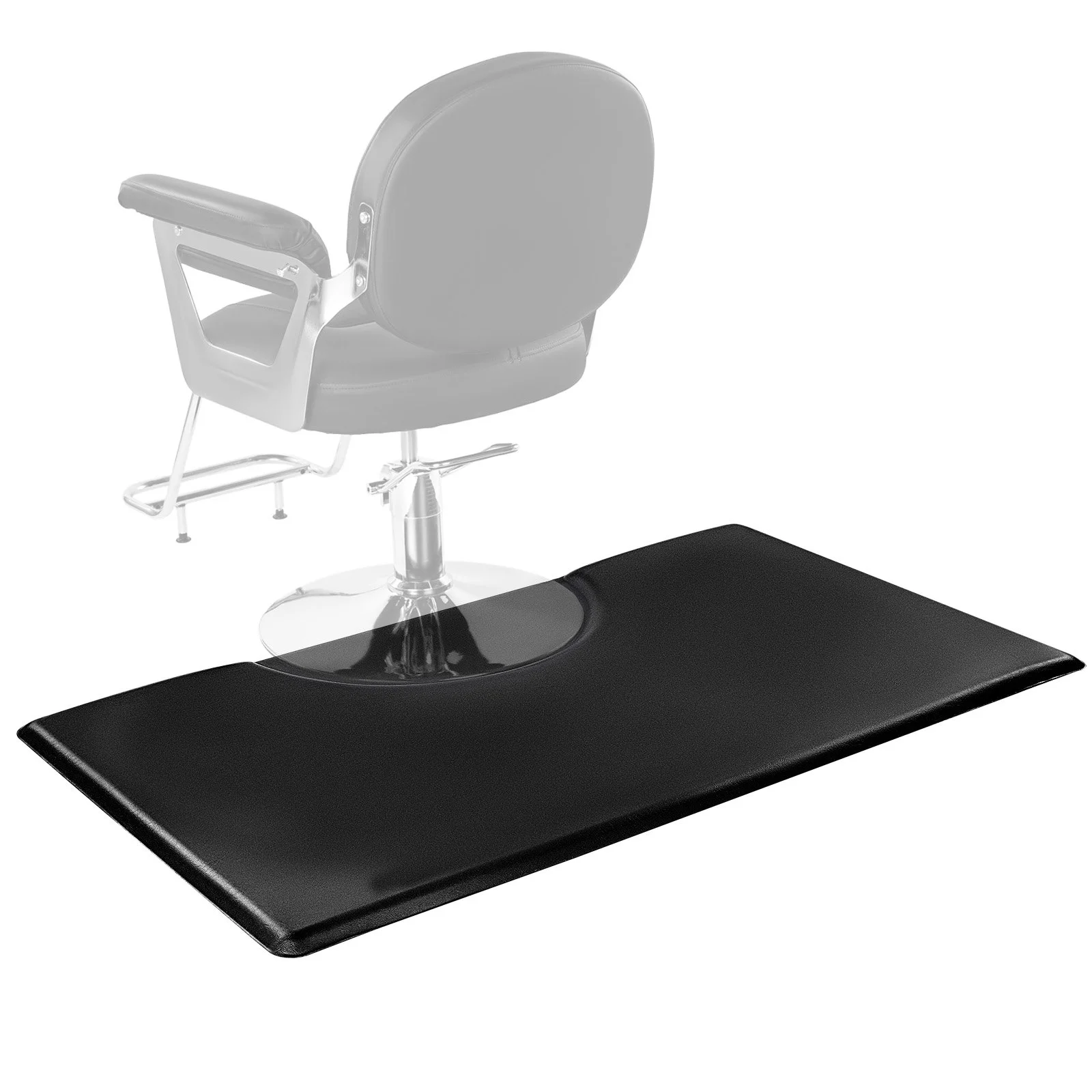 Salon Mat for Hair Stylist, 3 x 5 FT Rectangle Salon Chair Mat Anti Fatigue, 7/8" Thickened PVC + PU Barber Shop Floor Mat with Round Cut Out, Anti-Trip Beveled Edges & Non-slip Bottom