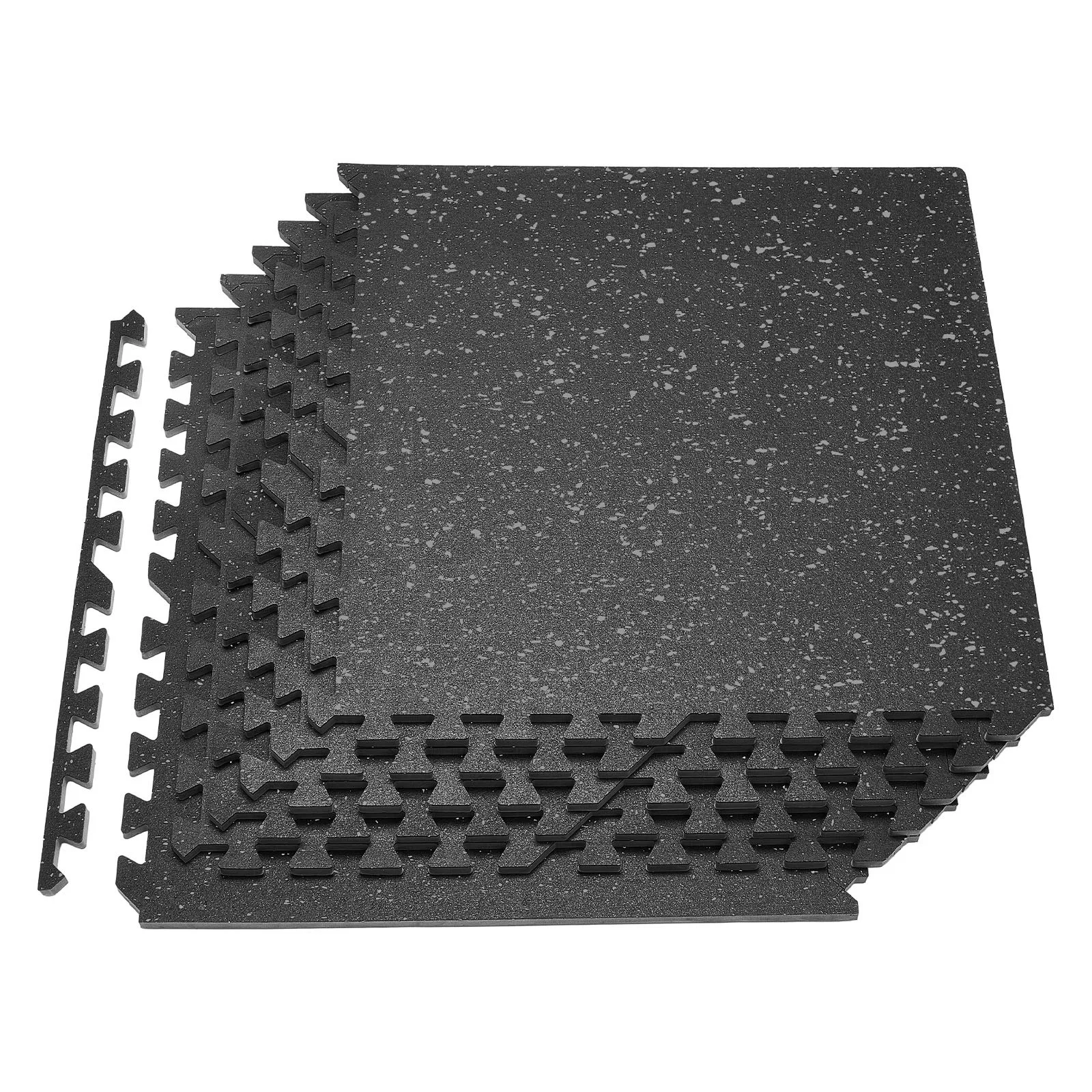 Puzzle Exercise Mat, 6 PCS Fitness Equipment Mats, 24 x 24 x 0.56 in, High-Density EVA Foam Mats Set, Interlocking Rubber Soft Tiles, Protective Floor Padding with Gray Dots for Home Gym Office