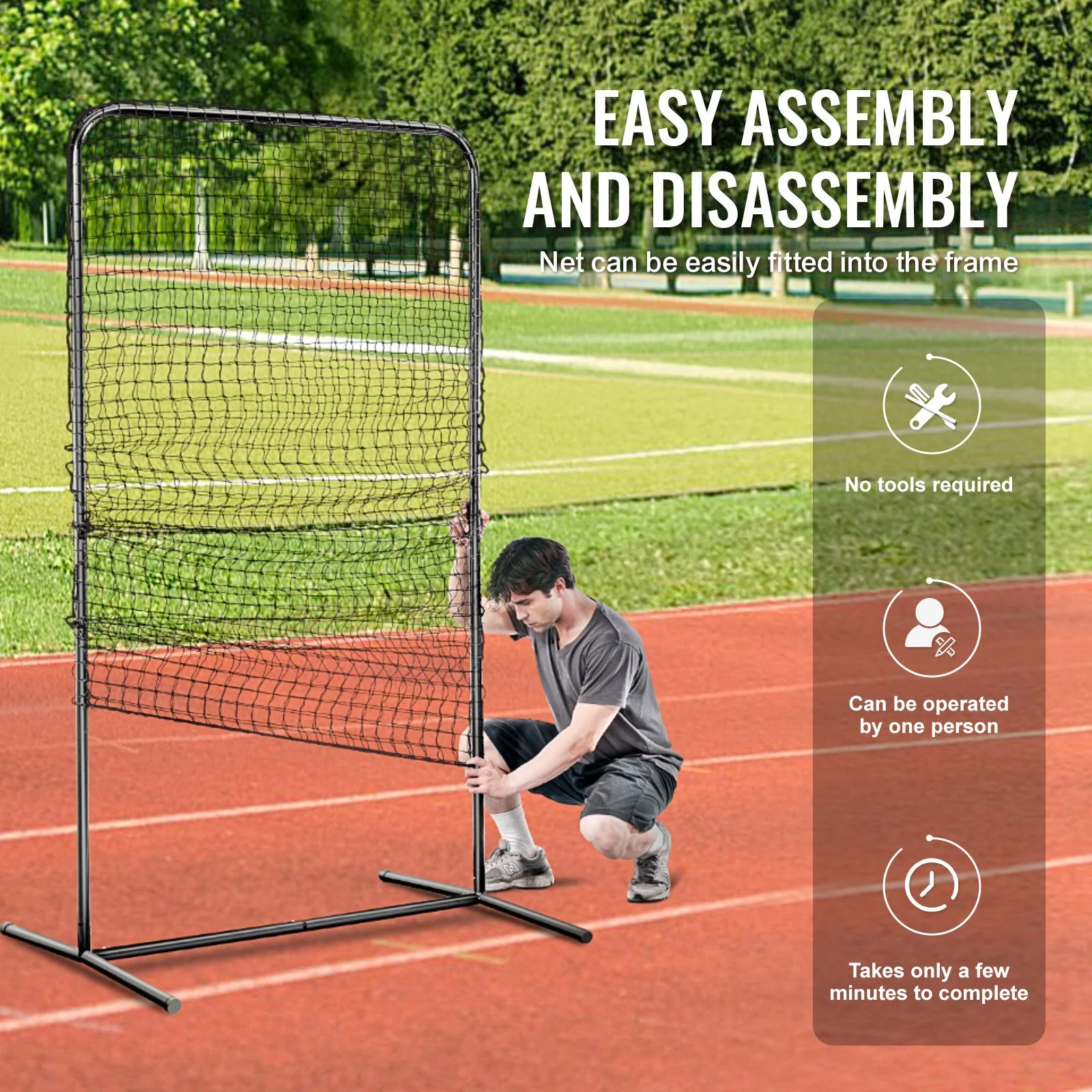 I Screen Baseball for Batting Cage, 7x4 ft Baseball Softball Safety Screen, Body Protector Portable Batting Screen with Carry Bag & Ground Stakes, Heavy Duty Pitching Net for Pitchers Protection - Image 10