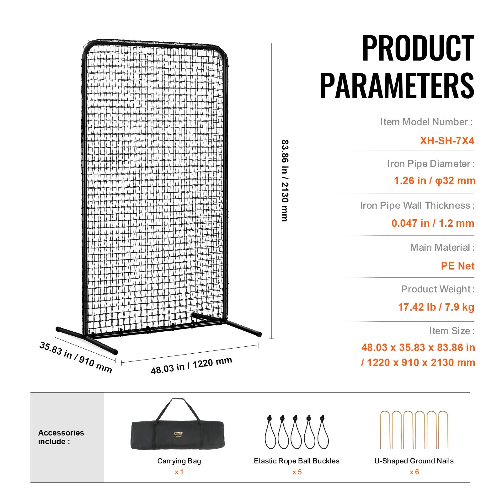 I Screen Baseball for Batting Cage, 7x4 ft Baseball Softball Safety Screen, Body Protector Portable Batting Screen with Carry Bag & Ground Stakes, Heavy Duty Pitching Net for Pitchers Protection - Image 11