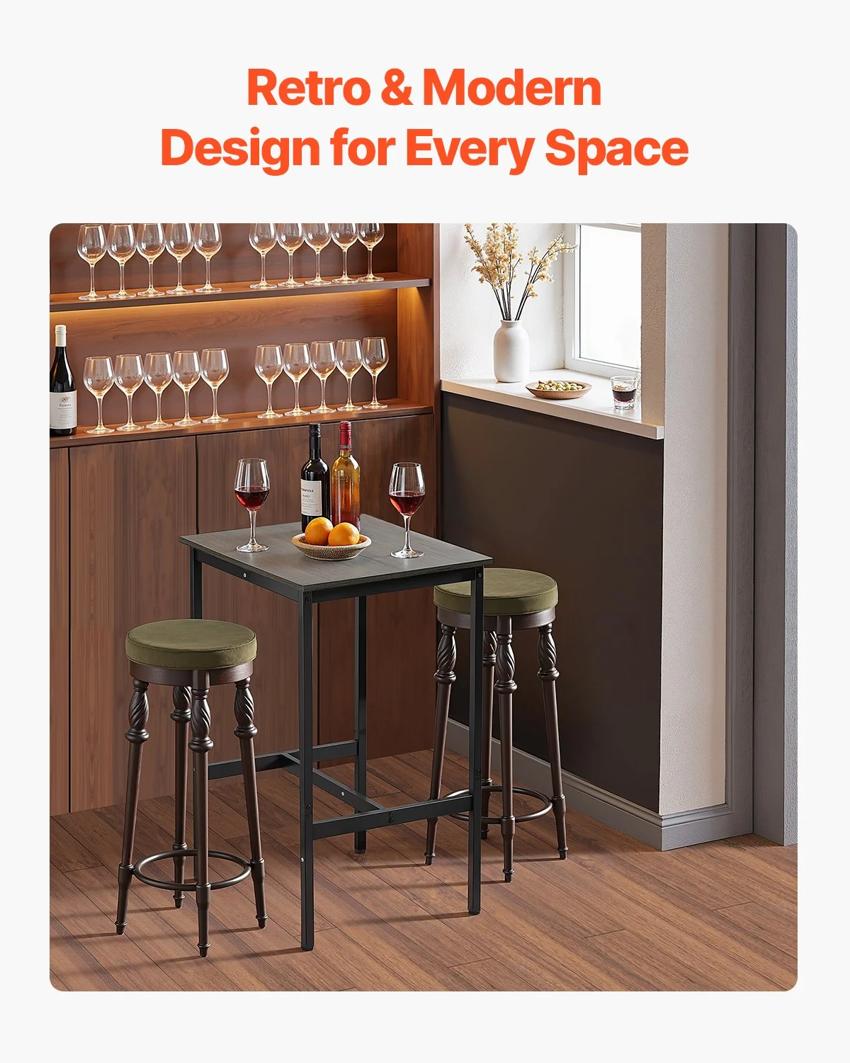 Bar Table, Sturdy Metal Frame High Top Pub Table, Small Kitchen Dining, Cocktail Coffee Counter Bar Height Desk, Easy to Assemble, 24x24x36 in, for Living Room Party, Rustic Brown and Black - Image 8