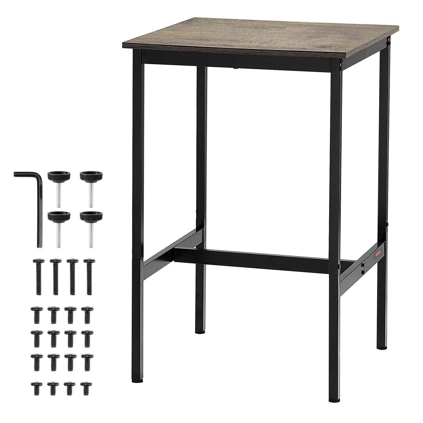 Bar Table, Sturdy Metal Frame High Top Pub Table, Small Kitchen Dining, Cocktail Coffee Counter Bar Height Desk, Easy to Assemble, 24x24x36 in, for Living Room Party, Rustic Brown and Black - Image 5