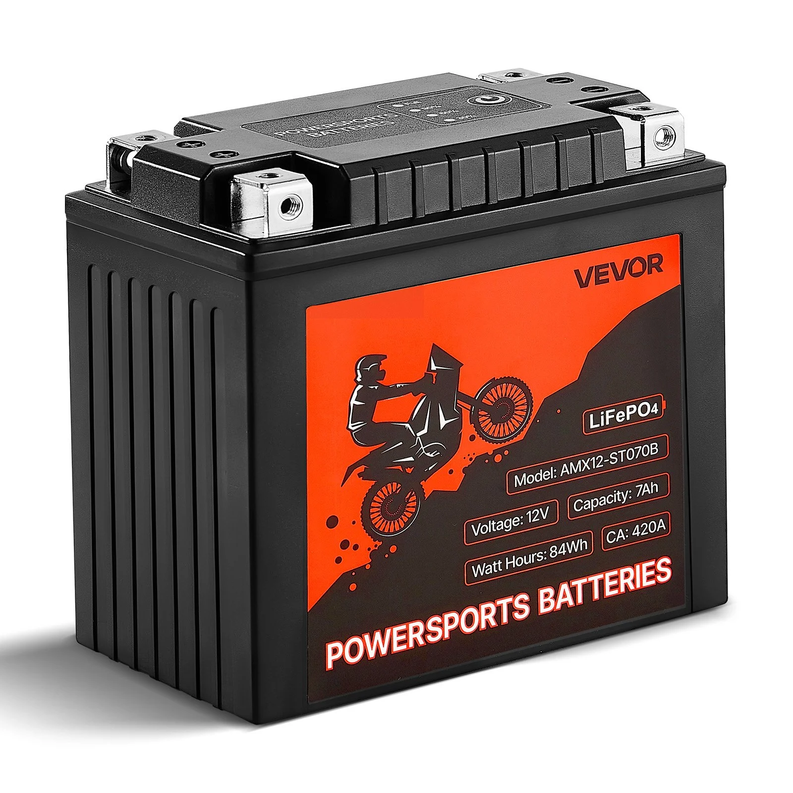 Motorcycle Battery, 12 Volt 7Ah, LiFePO4 Lithium Pre-Charged Powersports Battery, Maintenance Free & High Performance, Compatible with ATV, Motorcycle, Jet Skis, Scooter, UTV, and More