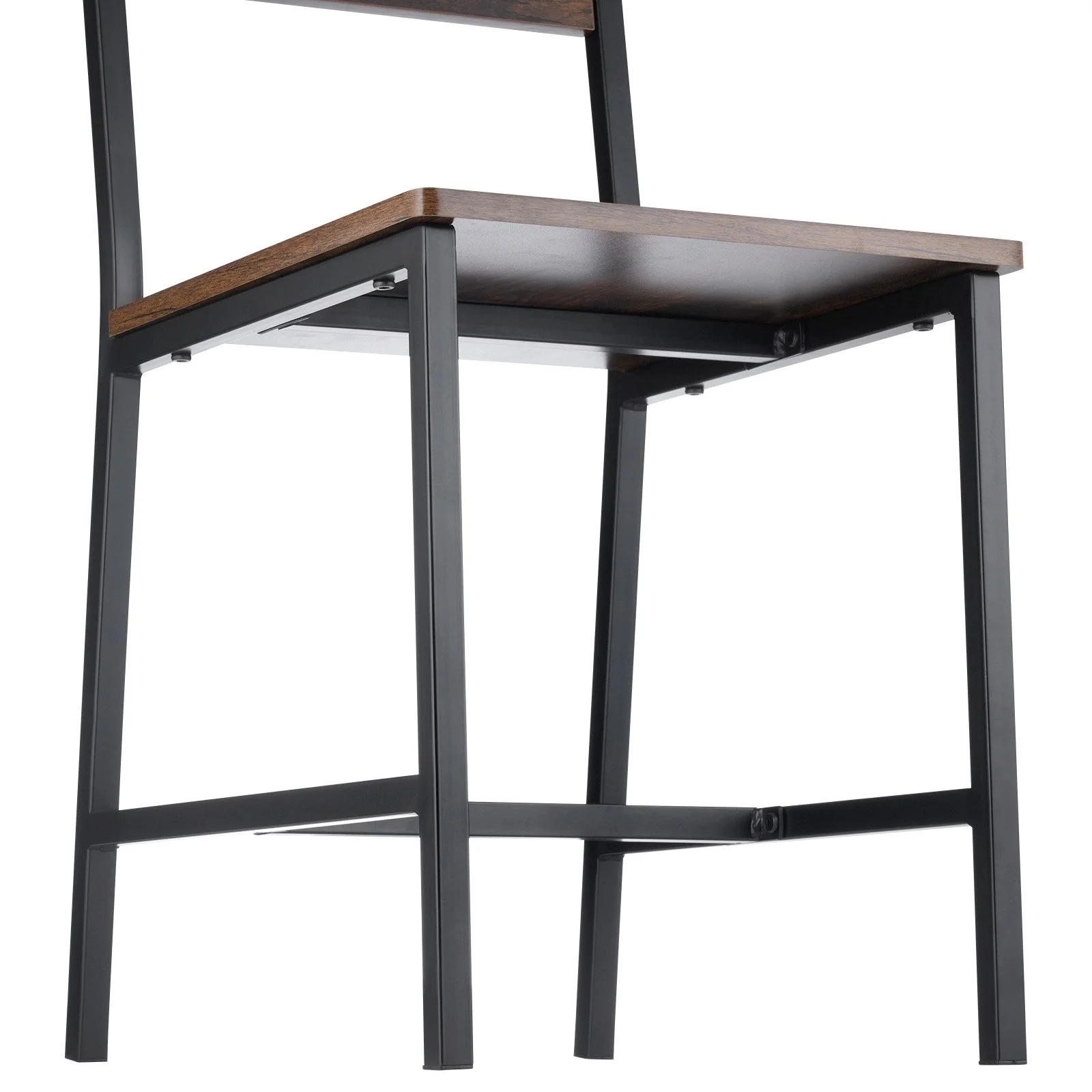 Dining Chairs Set of 4, Wooden Table Chairs with Metal Frame and Backrest, Easy to Assemble Leather Side Chair, Modern Farmhouse Walnut Chair for Kitchen Living Room, Rustic Brown and Black - Image 4