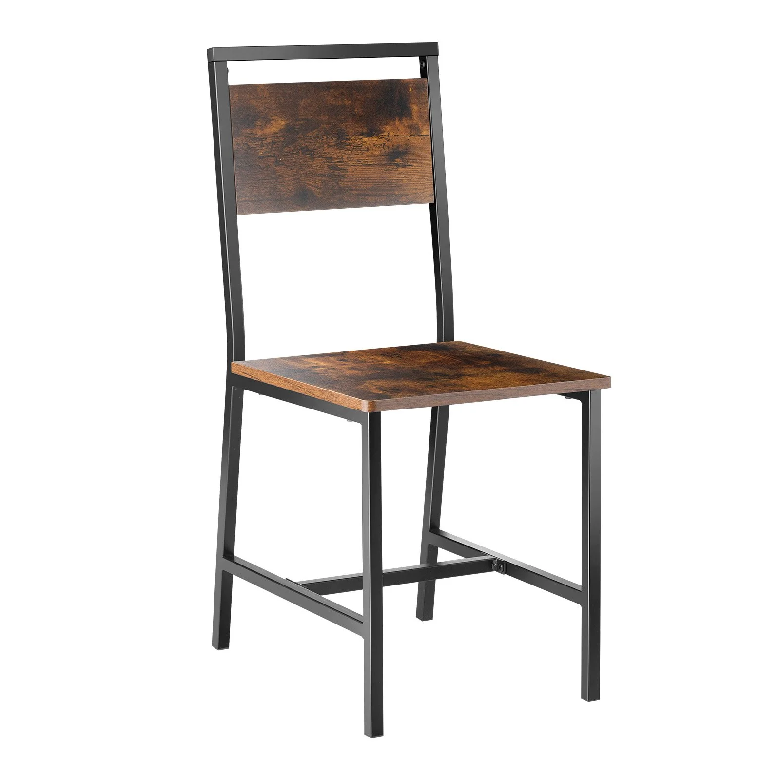 Dining Chairs Set of 4, Wooden Table Chairs with Metal Frame and Backrest, Easy to Assemble Leather Side Chair, Modern Farmhouse Walnut Chair for Kitchen Living Room, Rustic Brown and Black - Image 10