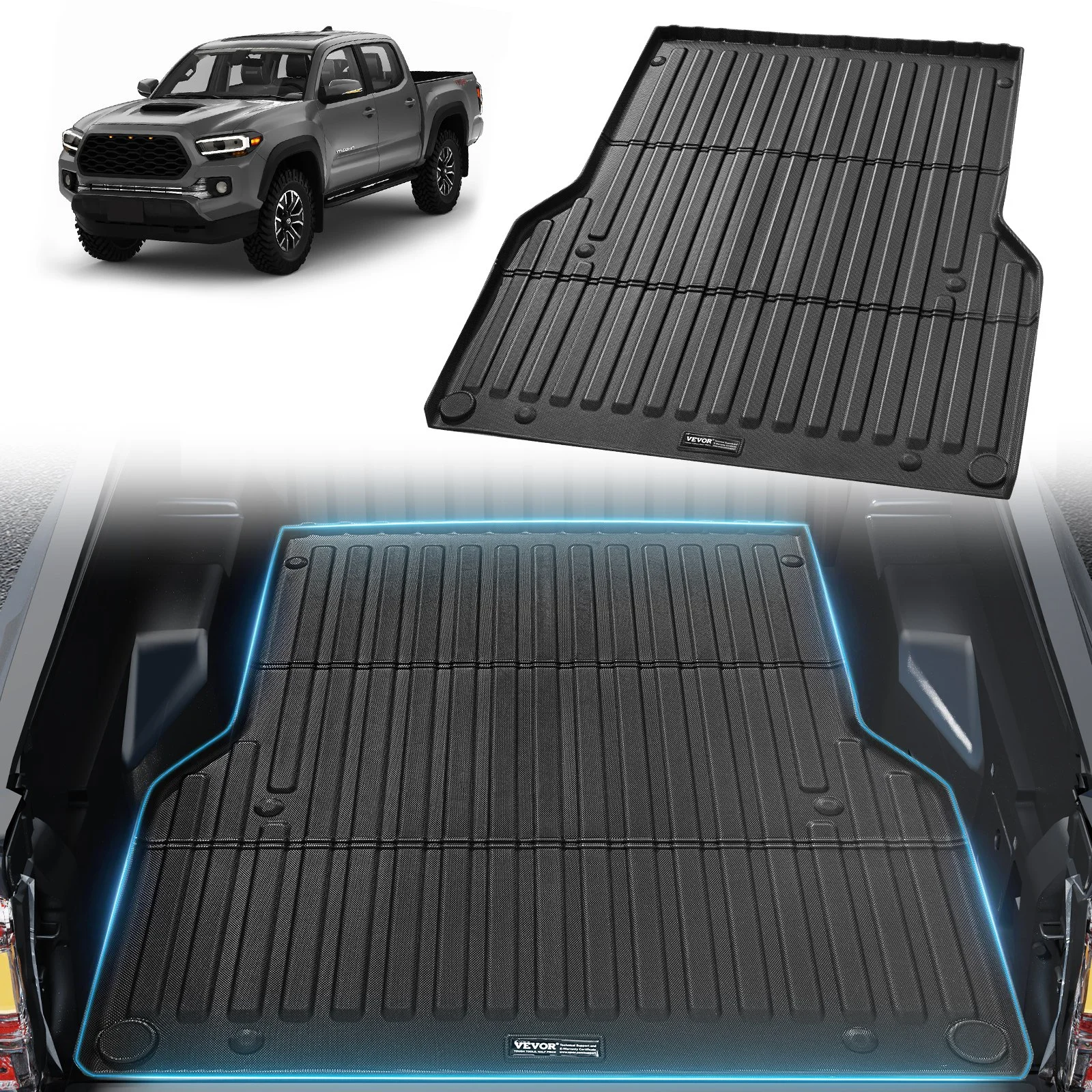 Truck Bed Mat, Compatible with 2005-2023 Toyota Tacoma, TPE Truck Bed Liner Mat Fits for 5 FT Bed, Thick and Heavy-Duty Bed Mat Car Accessories for All-Weather Protection, Prevent Slipping