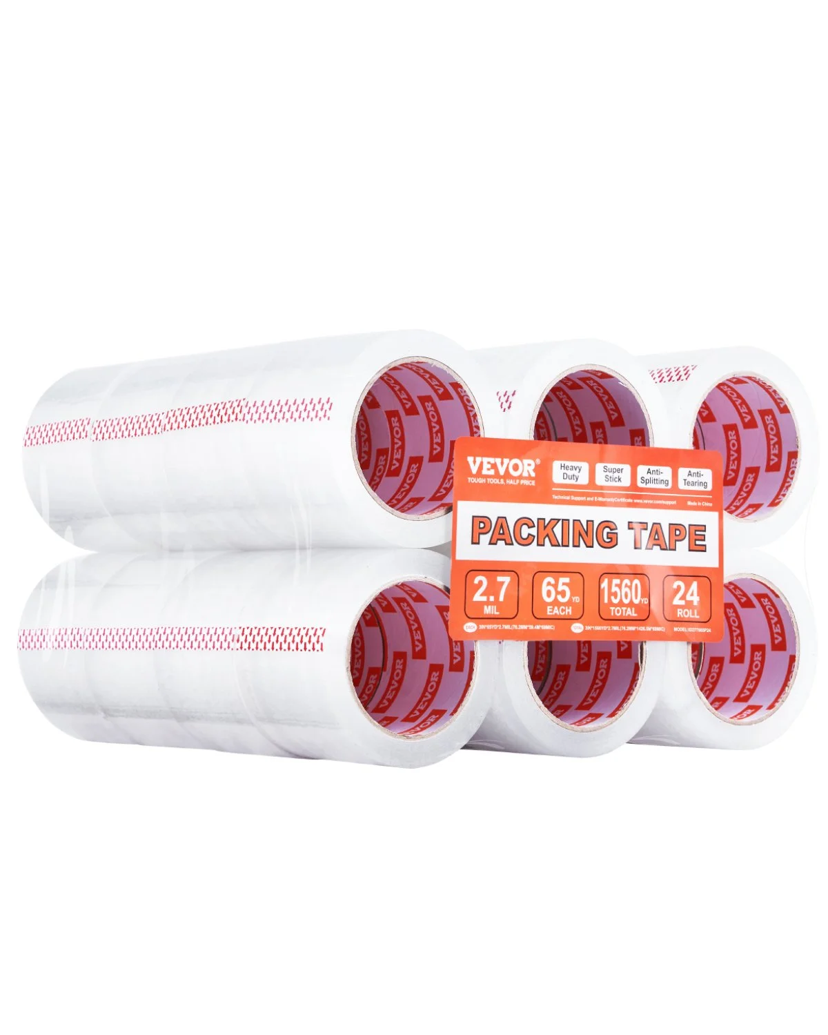 Clear Packing Tape, 3 inches Core, 24 Rolls 3 Inches x 65 Yards Packing Tape, 2.7 Mil Thick, Heavy Duty Packaging Tape Designed for Moving, Storage and Packing, Shipping and Mailing, Office