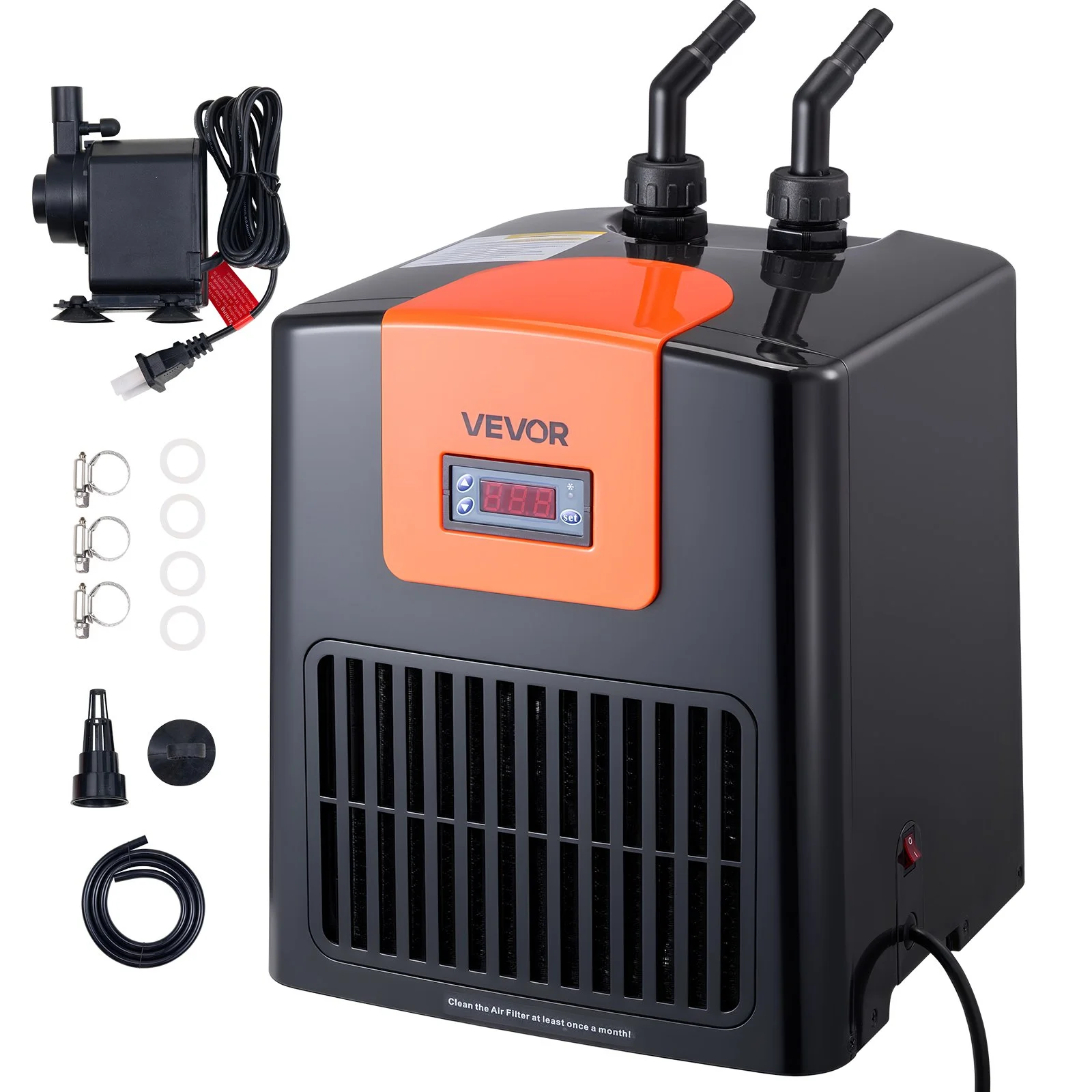 Aquarium Chiller 52 Gallon, 1/10 HP Water Chiller for Hydroponics, Fast Cooling for Fish Tank,Axolotl,Coral Reef,Quiet Refrigeration Compressor, Titanium Evaporator,Complete Fittings