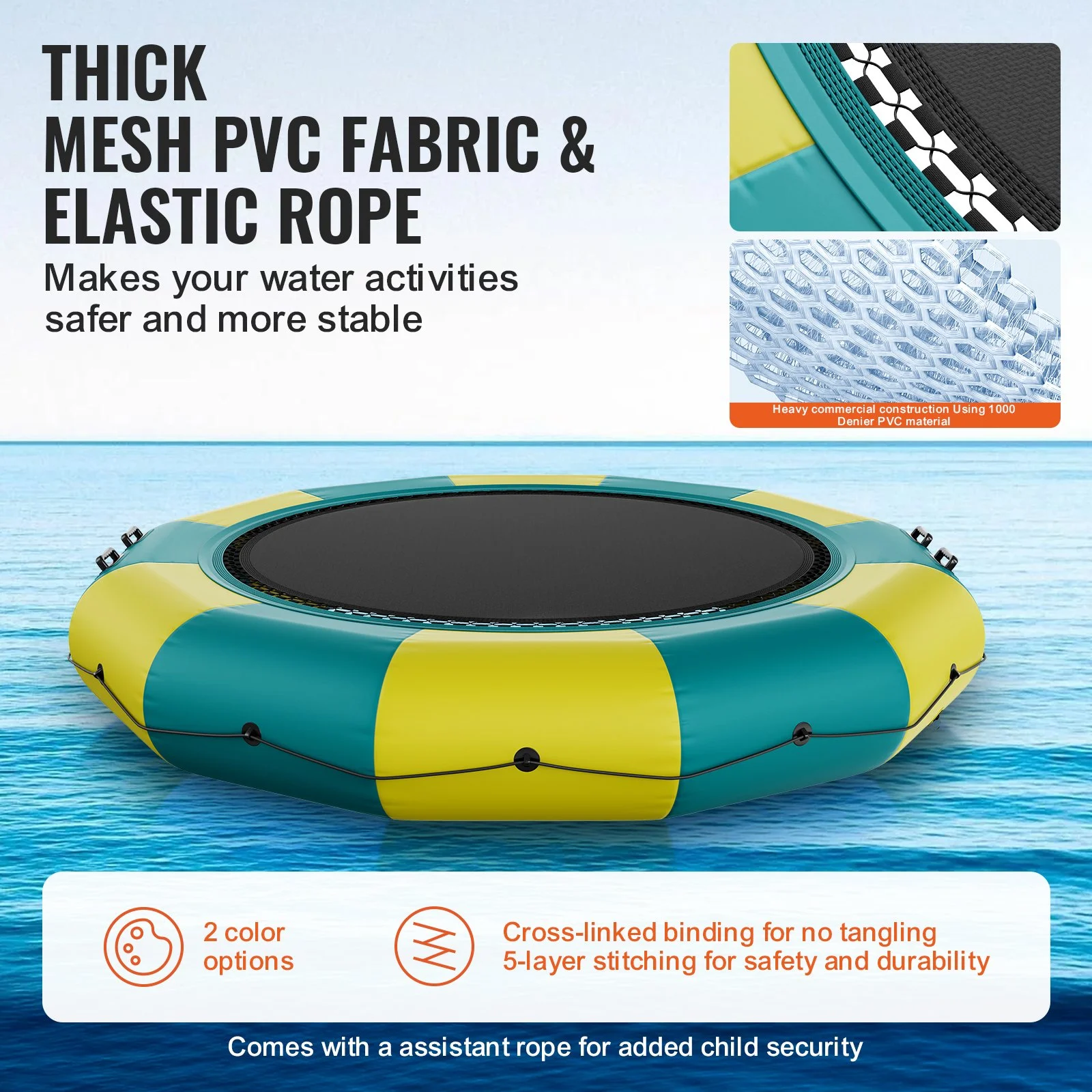 Inflatable Water Bouncer, 13ft Recreational Water Trampoline, Portable Bounce Swim Platform with 3-Step Ladder & Electric Air Pump, Kids Adults Floating Rebounder for Pool, Lake, Water Sports - Image 5