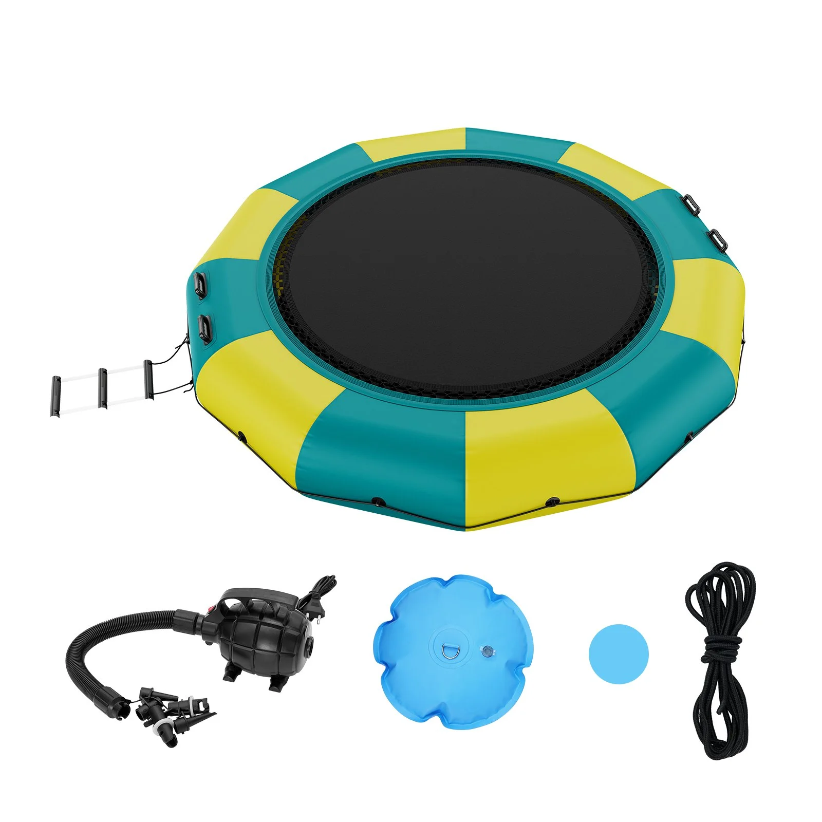 Inflatable Water Bouncer, 13ft Recreational Water Trampoline, Portable Bounce Swim Platform with 3-Step Ladder & Electric Air Pump, Kids Adults Floating Rebounder for Pool, Lake, Water Sports - Image 9