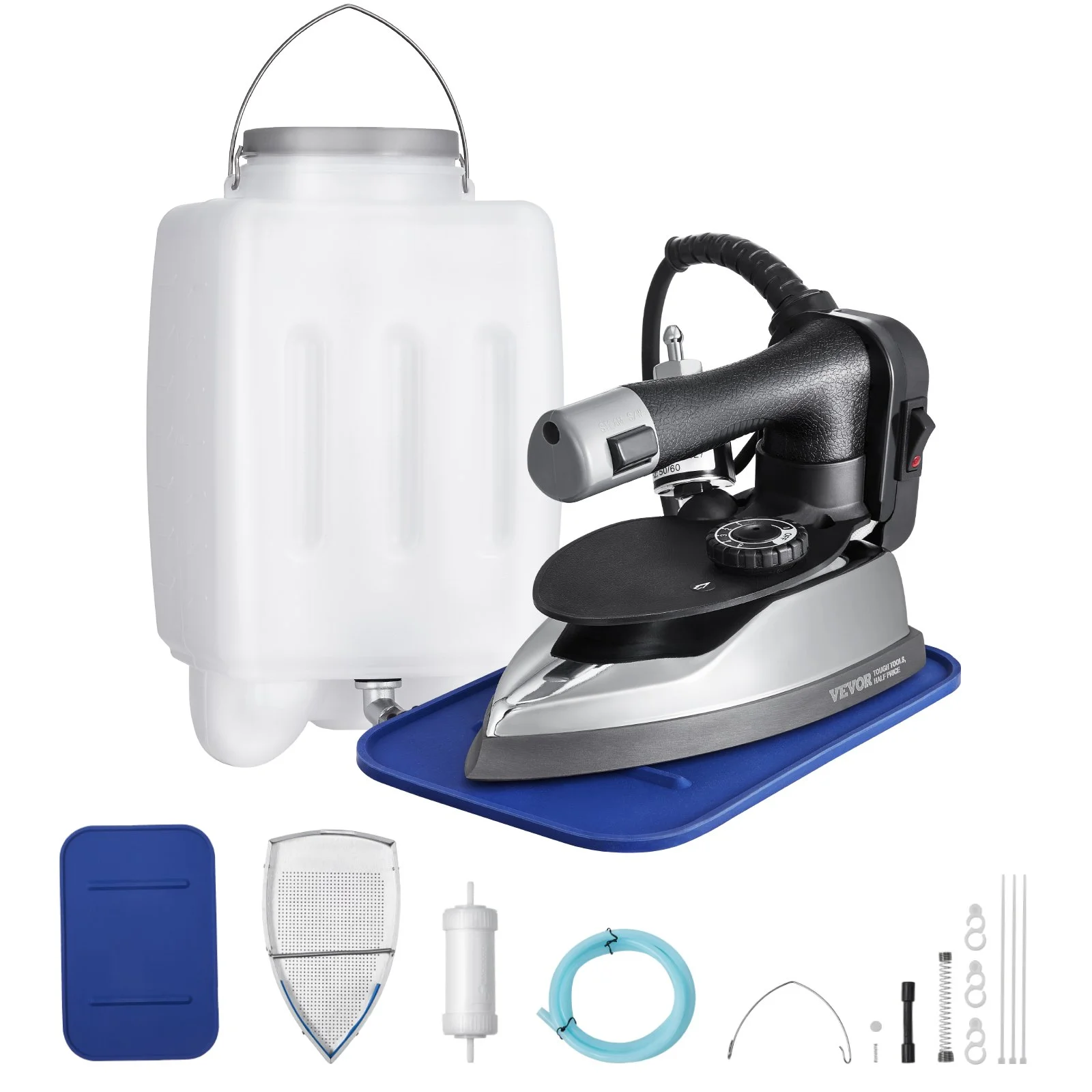 Gravity Feed Steam Iron, 1000W Gravity Feed Iron with 3.5 L Large Capacity Tank, Demineralizer Cartridges, Non-Stick Ironing Shoe, 5 Temperature Settings, Industrial Electric Steam for Ironing