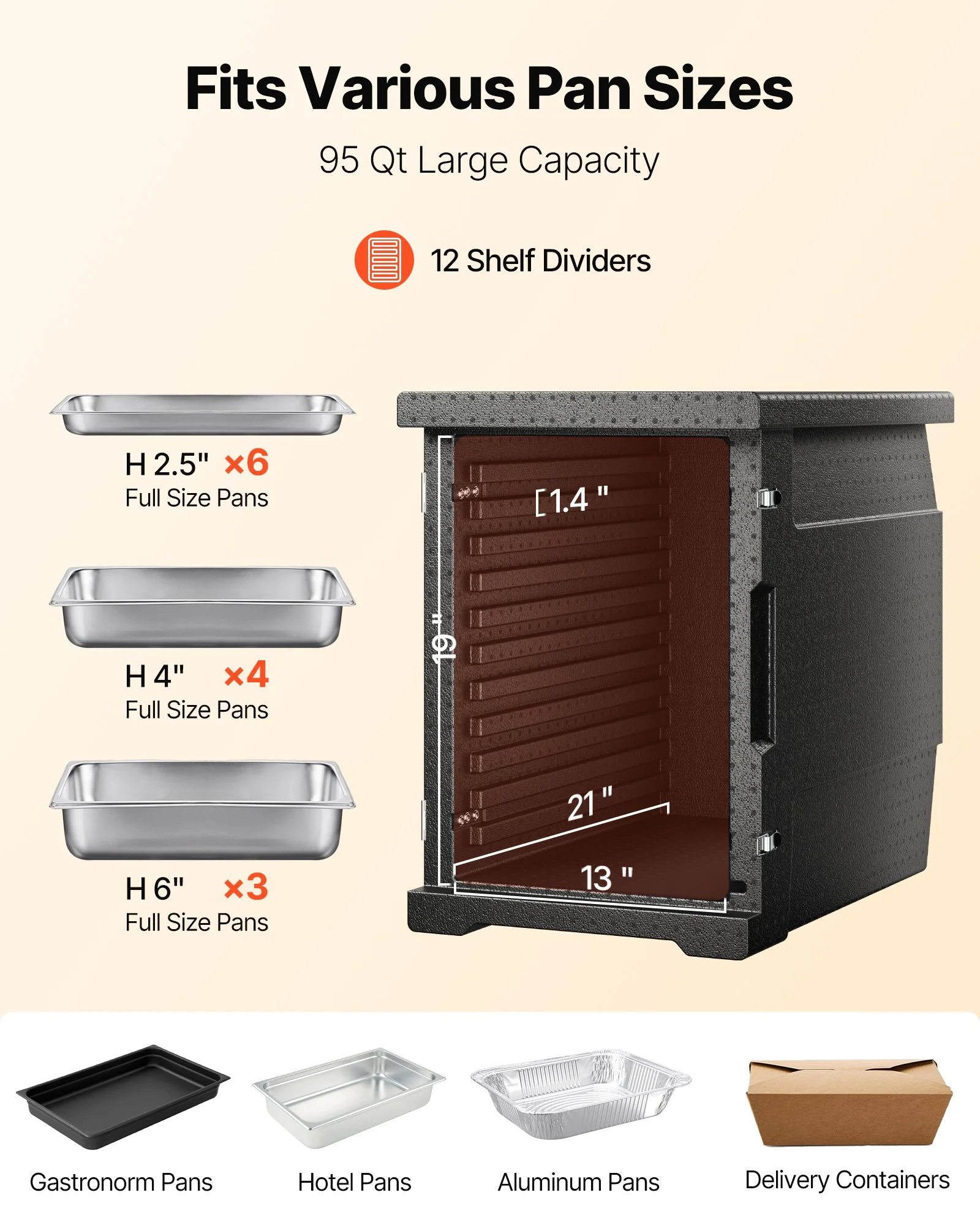Insulated Food Pan Carrier, 82 Qt Hot Box for Catering, LLDPE Food Box Carrier with Double Buckles, Front Loading Food Warmer for Restaurant, Canteen, etc. - Image 8