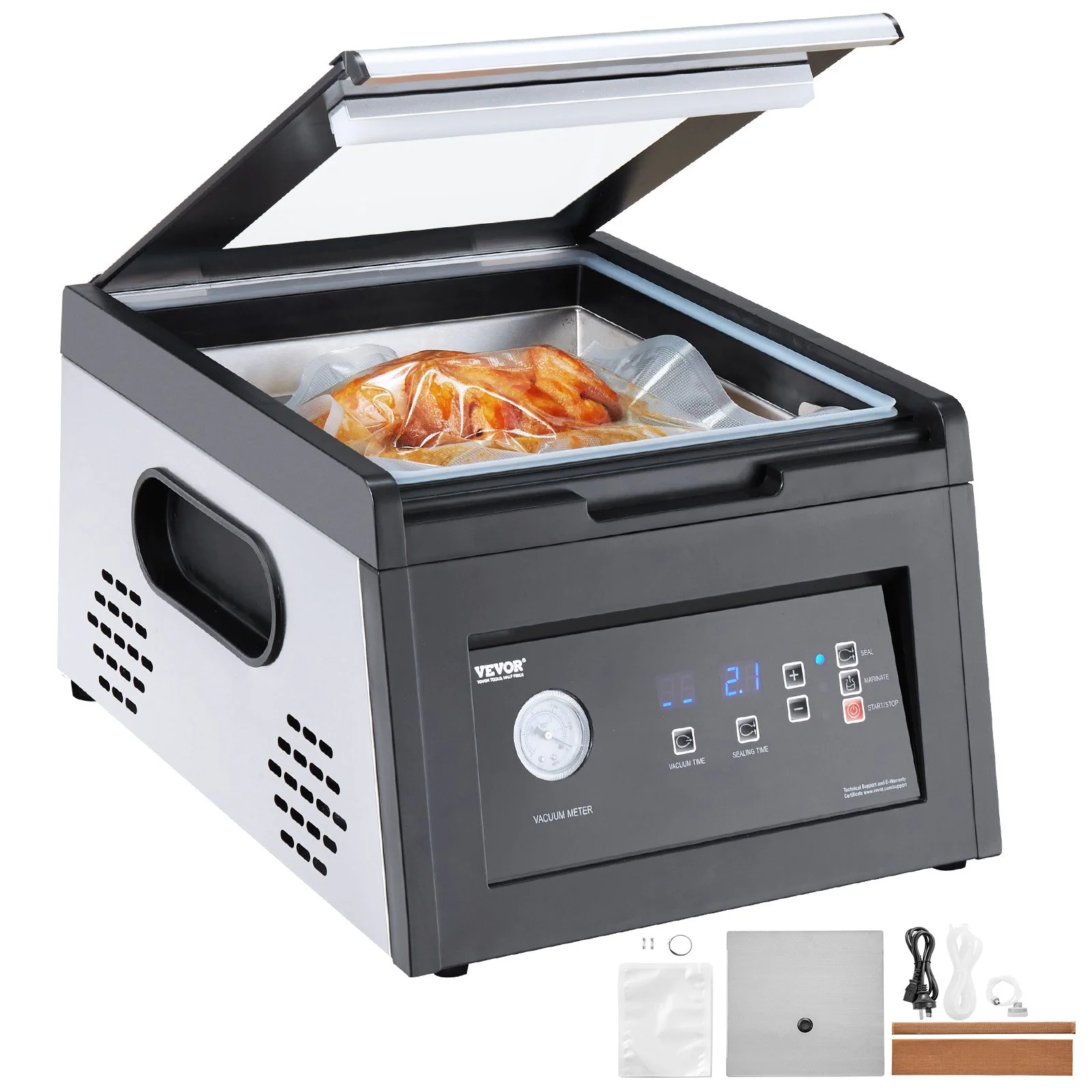 Chamber Vacuum Sealer, 380W Vacuum Pump Power, Sealing Bag Packing Machine for Wet Foods, Meat, Compact Design with 11.5 in Sealing Length, Ideal Commercial Sealer for Professional and Home Use