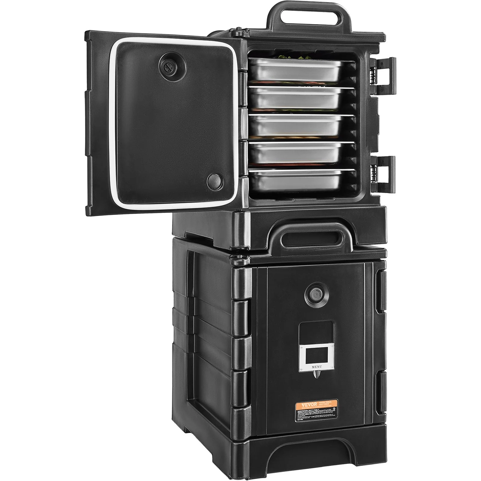 Insulated Food Pan Carrier, 81 Qt x 2 Pack Hot Box for Catering, Food Box Carrier with Double Buckles, Front Loading Food Warmer with Handles, Stackable End Loader for Restaurant, Canteen