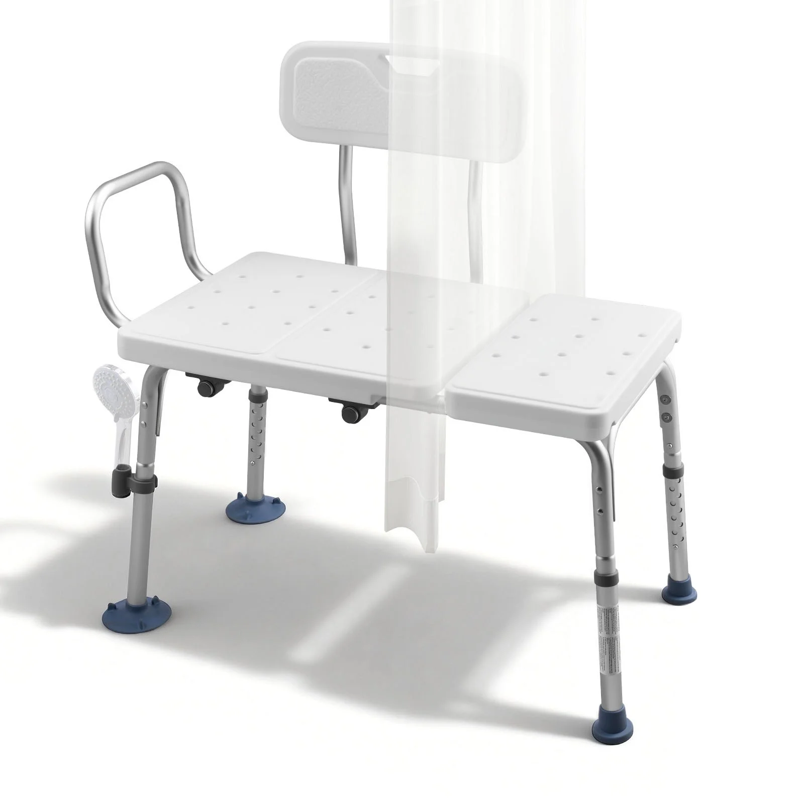 Tub Transfer Bench for Bathtub, 400 lbs Capacity Heavy Duty Shower Chair with Arm, Backrest and Curtain Slot, Height Adjustable Shower Bench Bath Seat for Adults, Seniors, Elderly and Disabled