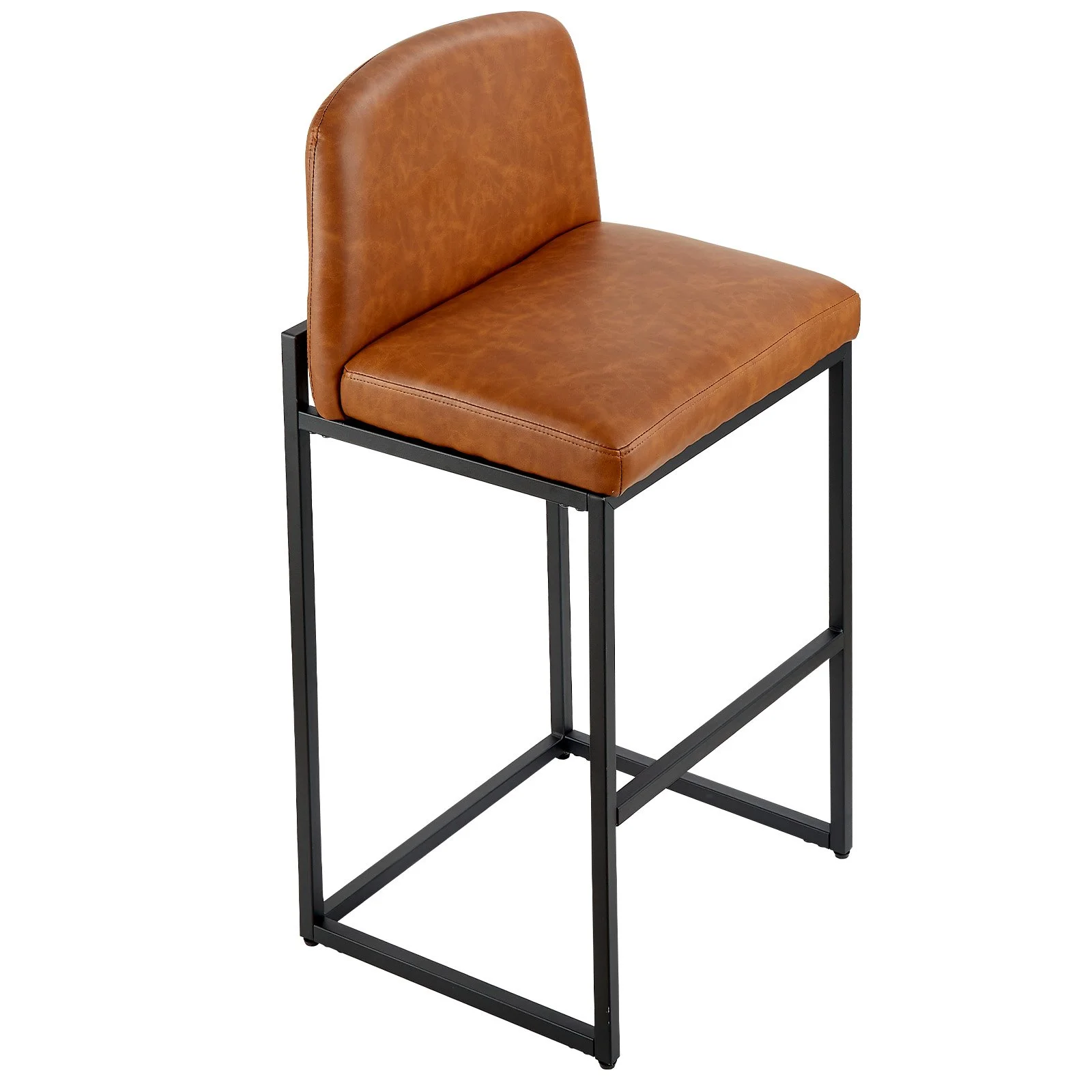 Bar Stool Set of 4, 27 inch Counter Height Stools, Modern PU Leather Counter Barstool with Backrest, Metal Legs, Easy Assembly Armless Bar Chair, Island Barstool for Kitchen, Dining Room, Brown - Image 3