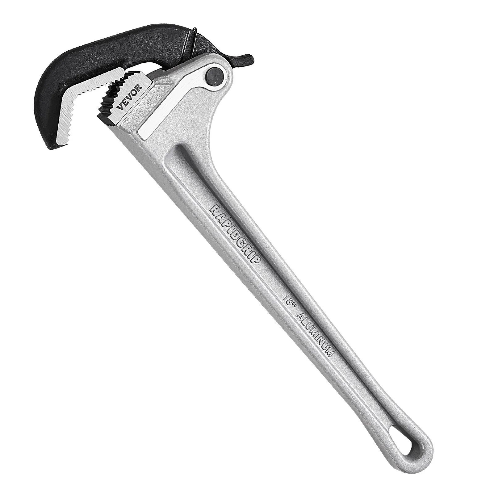 Pipe Wrench, 18" Aluminum Straight Pipe Wrench, Automatic Jaw Adjustment, Adjustable Plumbing Wrench, Easy to Carry, Ergonomic Handle, Hangable Design, for Water Pipes, Automotive Repairs