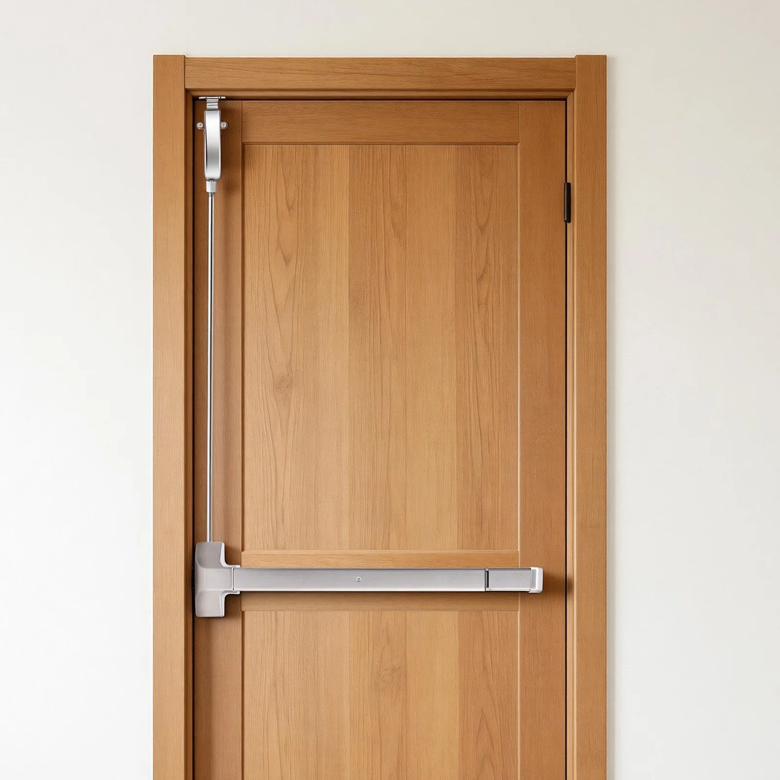 Push Bar Panic Exit Device, 28" Stainless Steel Commercial Panic Bar for Exit Doors, Emergency Exit Door Hardware with Vertical Top Rod and Sticker, for 28"-41" Wood or Metal Door, Silver - Image 8