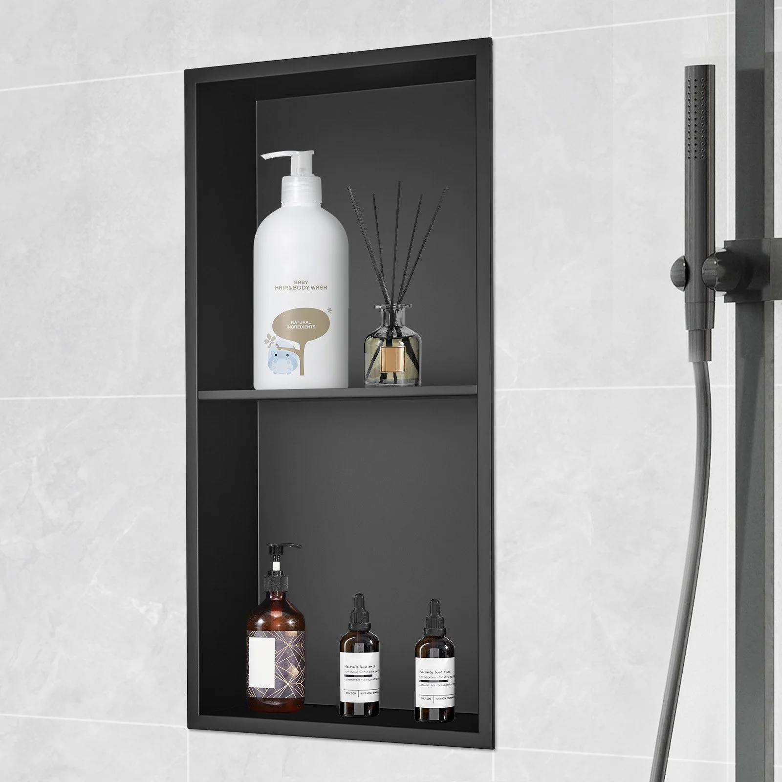 13"x25" No Tile Shower Niche 304 Stainless Steel, Wall-Inserted Niche Recessed Double Shelves, Sealed Waterproof Rust-Resistant Easy Cleaning Modern Niche for Shower or Soap Storage Bathroom - Image 10