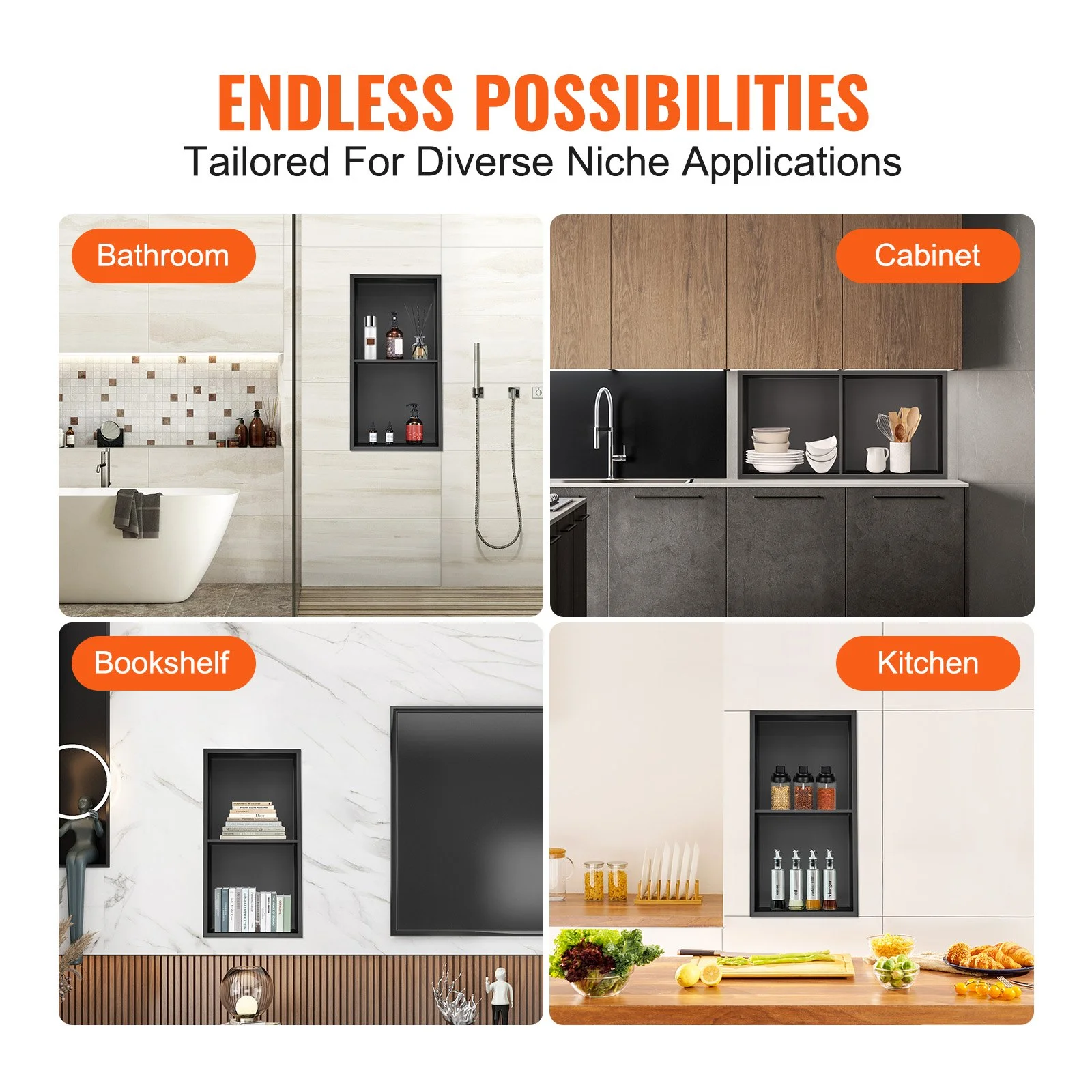 13"x25" No Tile Shower Niche 304 Stainless Steel, Wall-Inserted Niche Recessed Double Shelves, Sealed Waterproof Rust-Resistant Easy Cleaning Modern Niche for Shower or Soap Storage Bathroom - Image 6
