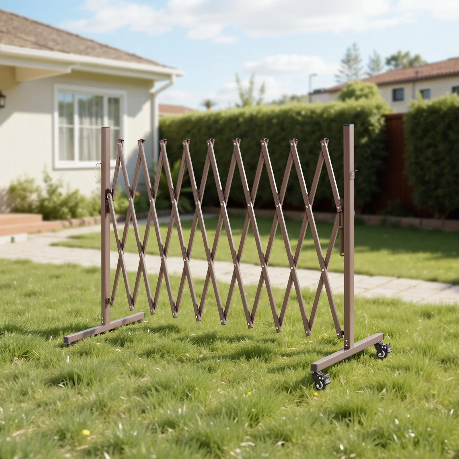 Expandable Barricade, 10FT Expandable Safety Barrier, Flexible Mobile Barricade with Locking Casters, Portable Folding Security Gate Metal Traffic Fence for Patio Garden Stairway - Image 8