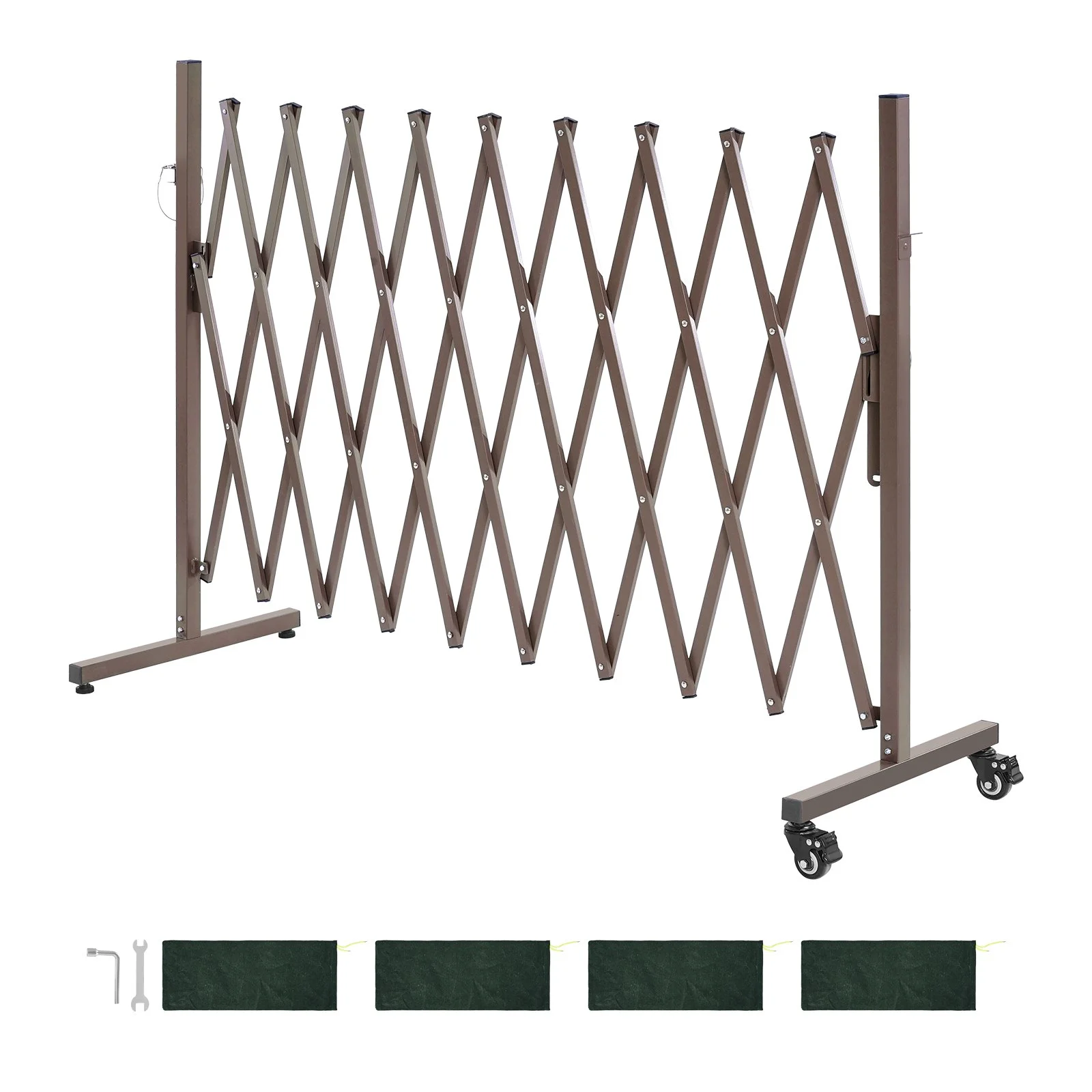 Expandable Barricade, 10FT Expandable Safety Barrier, Flexible Mobile Barricade with Locking Casters, Portable Folding Security Gate Metal Traffic Fence for Patio Garden Stairway - Image 9