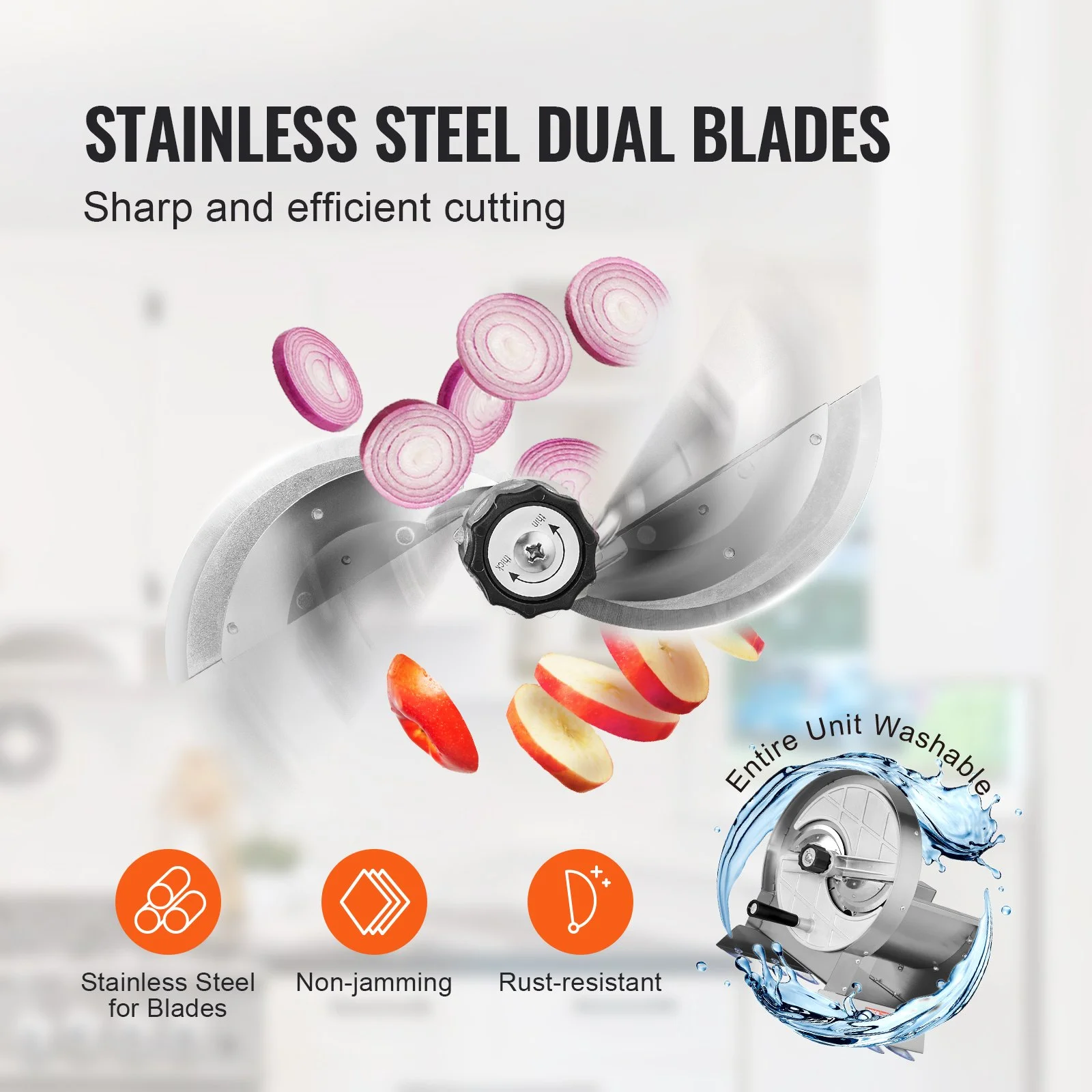 Manual Vegetable Fruit Slicer, 0-0.5"/0-12mm Thickness Adjustable Commercial Slicer Machine, Stainless Steel Food Cutter Slicing Machine with 2 Spare Blades, for Potato, Cucumber, Lemon, Tomato - Image 9
