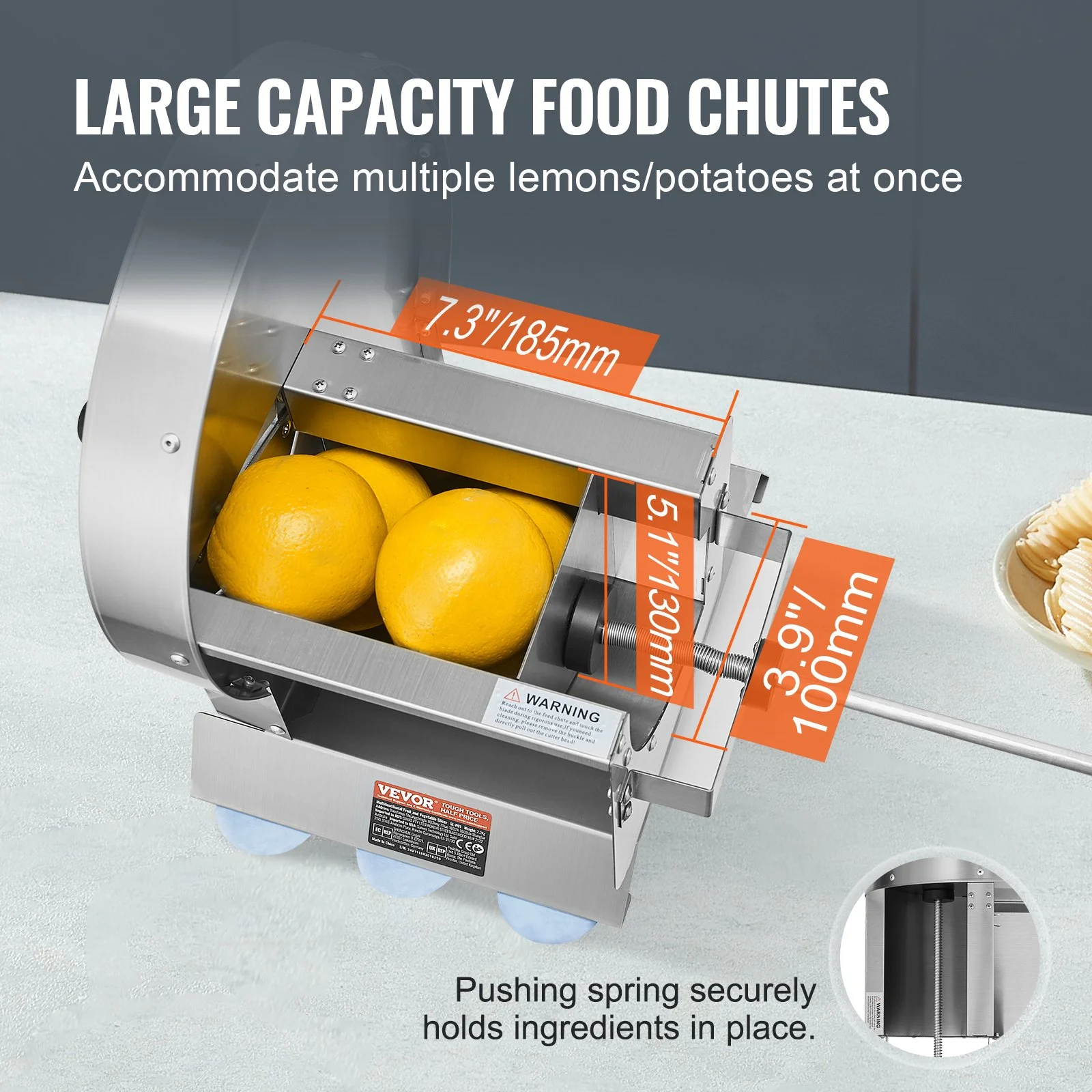 Manual Vegetable Fruit Slicer, 0-0.5"/0-12mm Thickness Adjustable Commercial Slicer Machine, Stainless Steel Food Cutter Slicing Machine with 2 Spare Blades, for Potato, Cucumber, Lemon, Tomato - Image 10