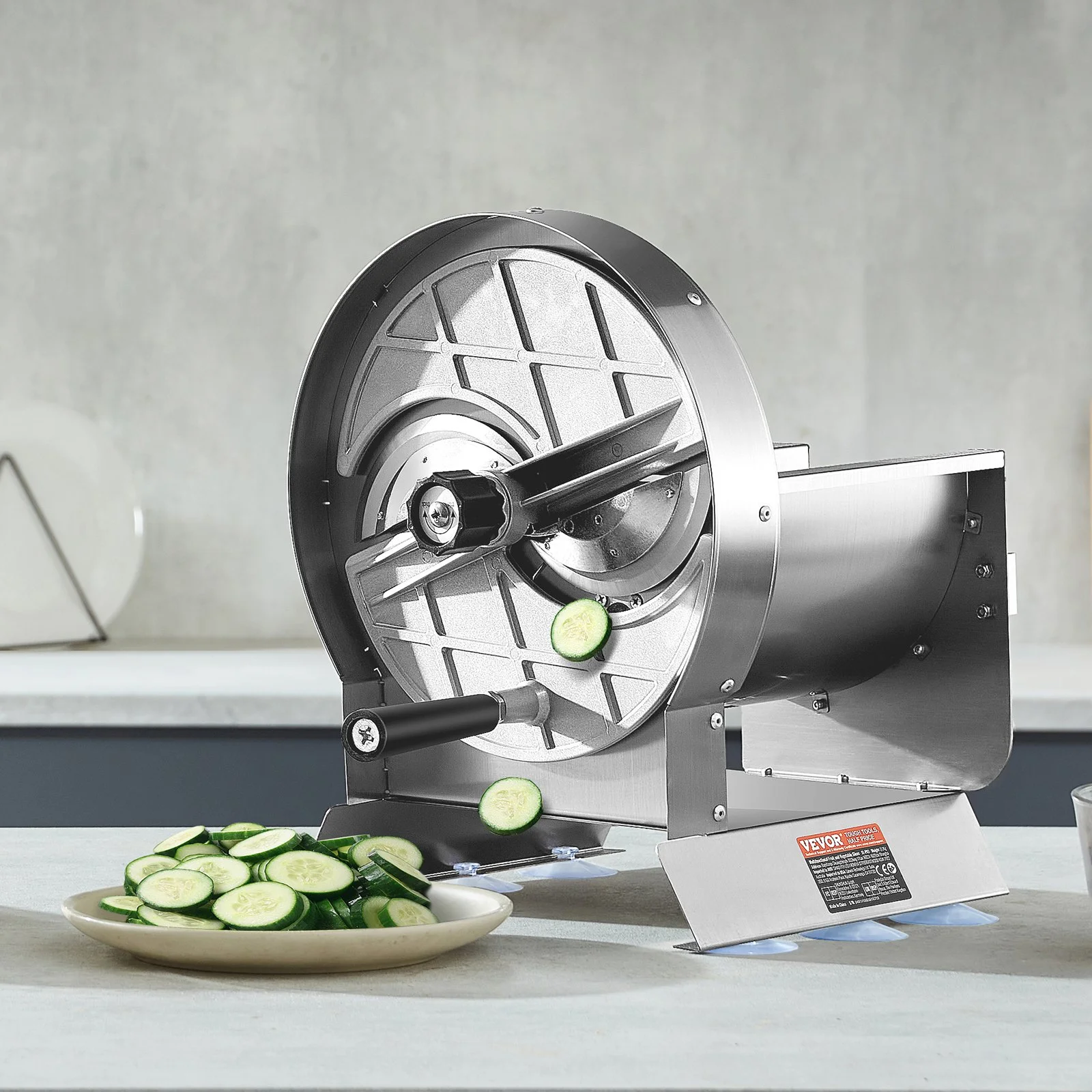 Manual Vegetable Fruit Slicer, 0-0.5"/0-12mm Thickness Adjustable Commercial Slicer Machine, Stainless Steel Food Cutter Slicing Machine with 2 Spare Blades, for Potato, Cucumber, Lemon, Tomato - Image 3